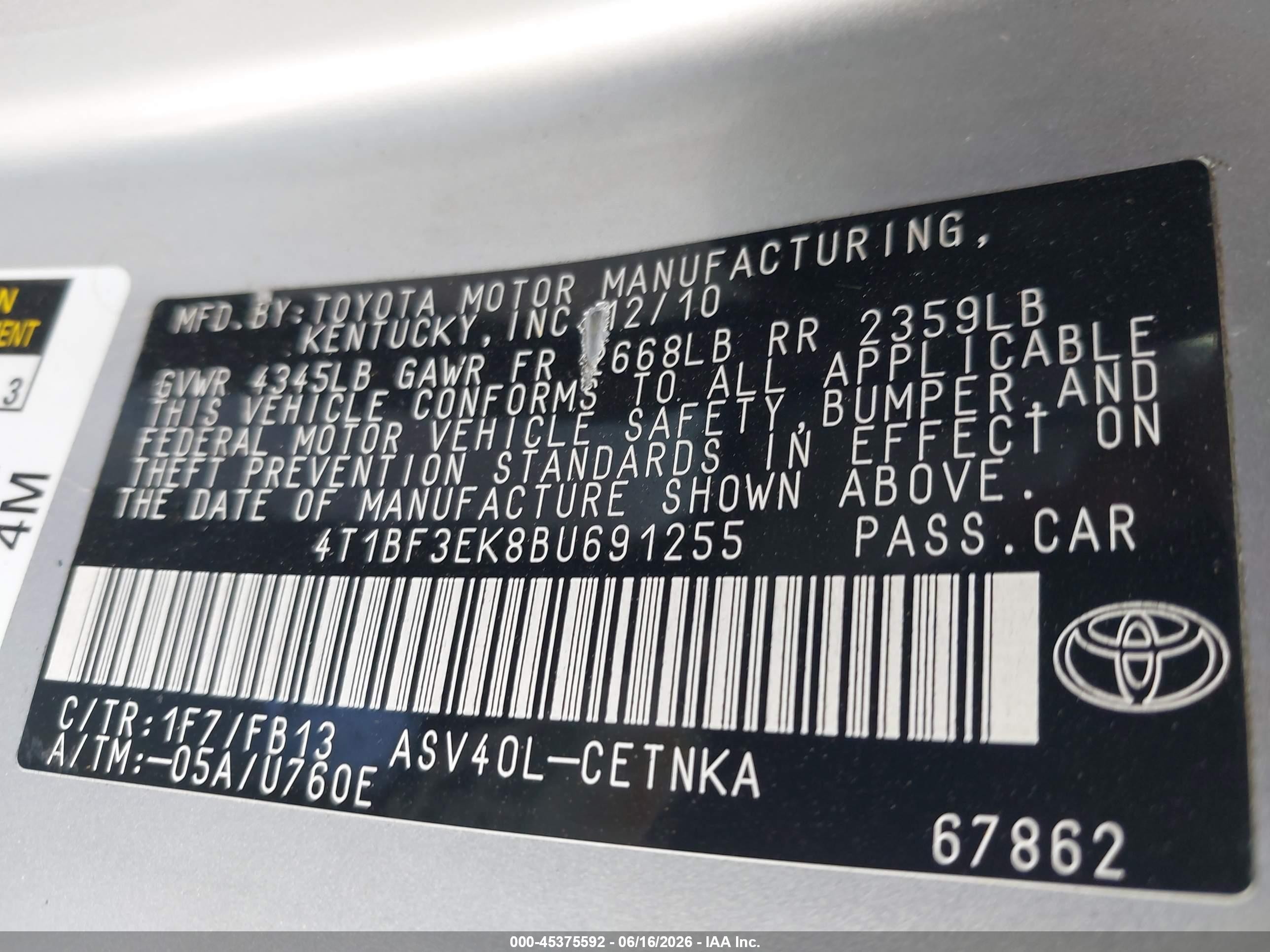 2011 Toyota Camry Se/le/xle Silver vin: 4T1BF3EK8BU691255