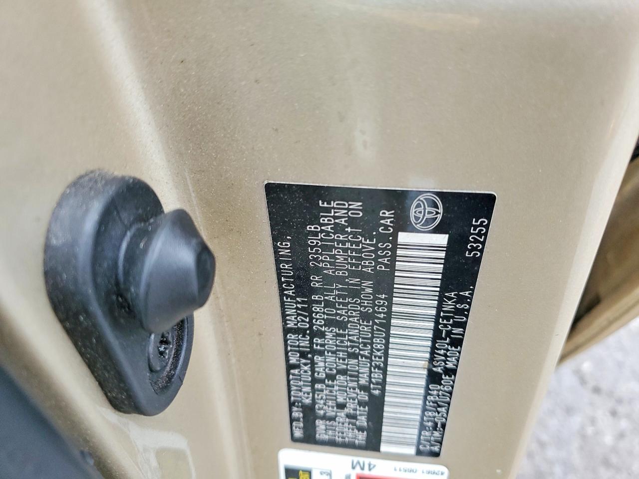 2011 Toyota Camry Le Золотой vin: 4T1BF3EK8BU714694