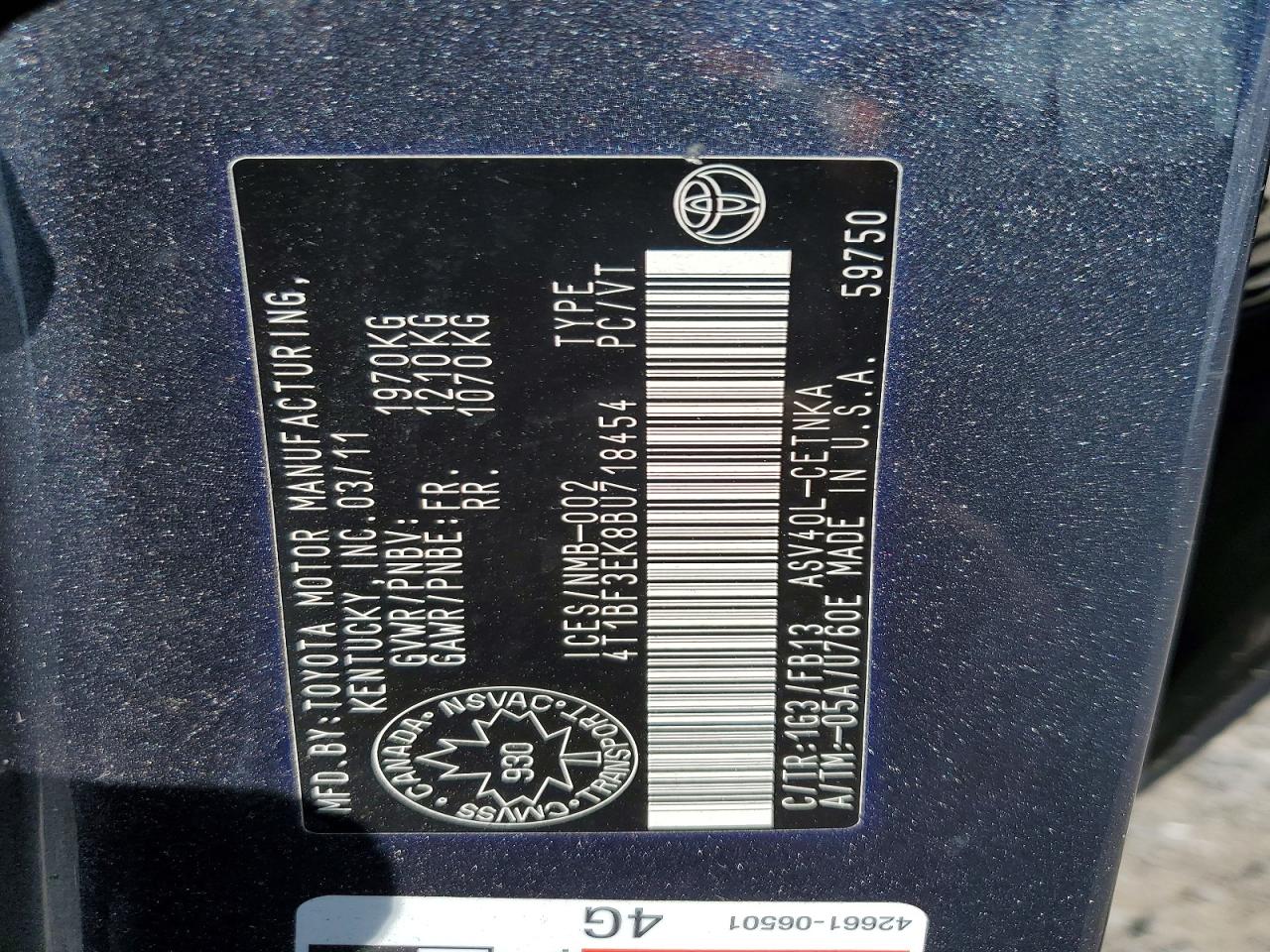 2011 Toyota Camry Gray vin: 4T1BF3EK8BU718454
