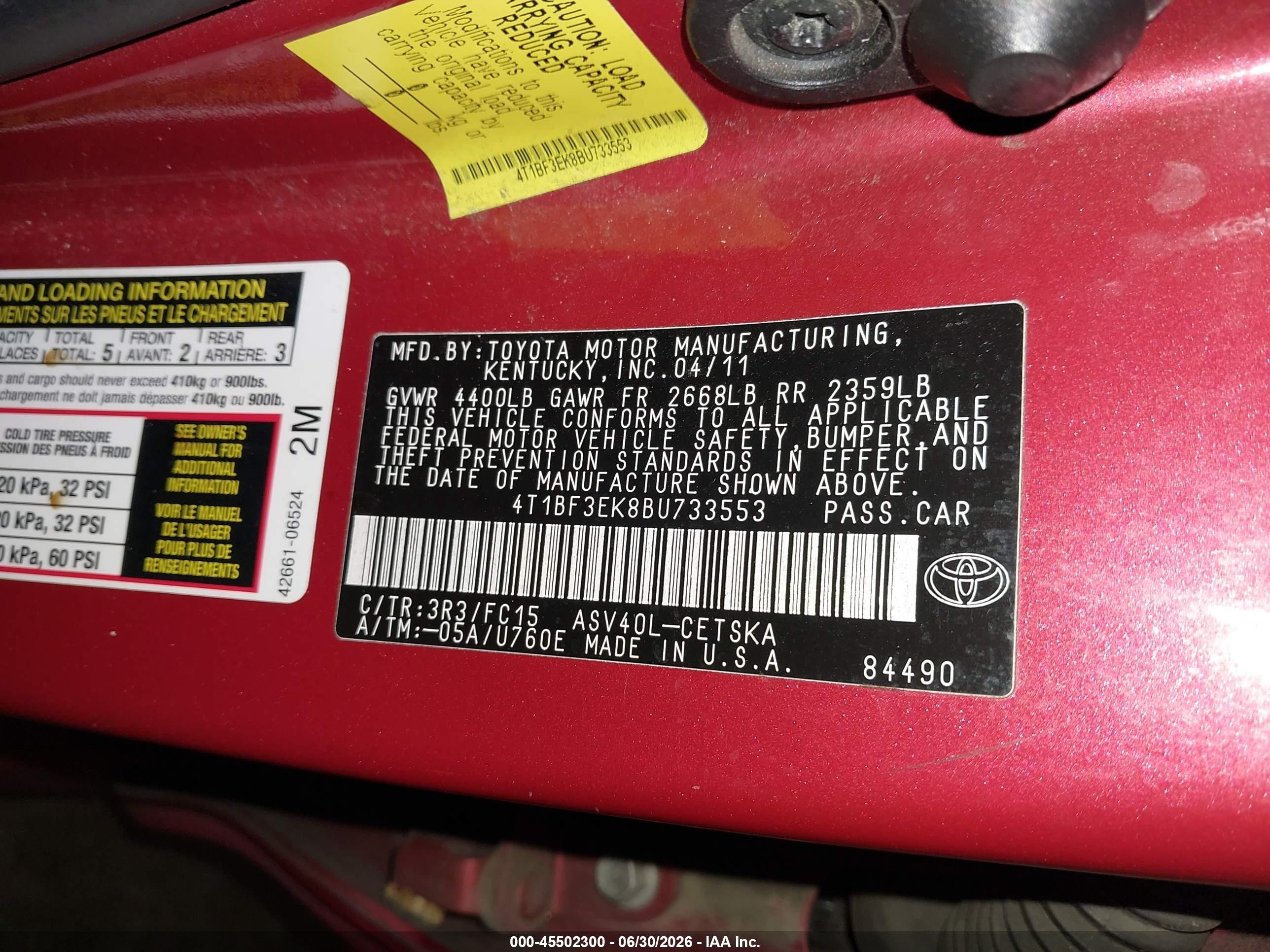 2011 Toyota Camry Se Красный vin: 4T1BF3EK8BU733553