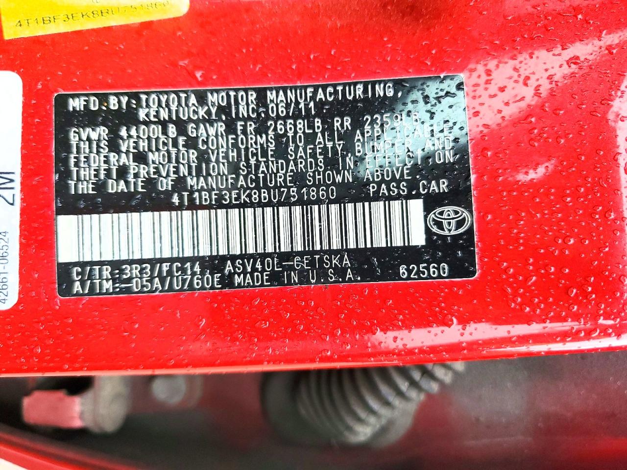 2011 Toyota Camry Se Red vin: 4T1BF3EK8BU751860