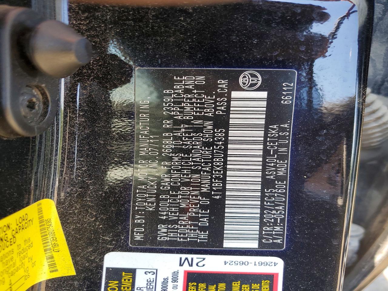 2011 Toyota Camry Se Black vin: 4T1BF3EK8BU754385