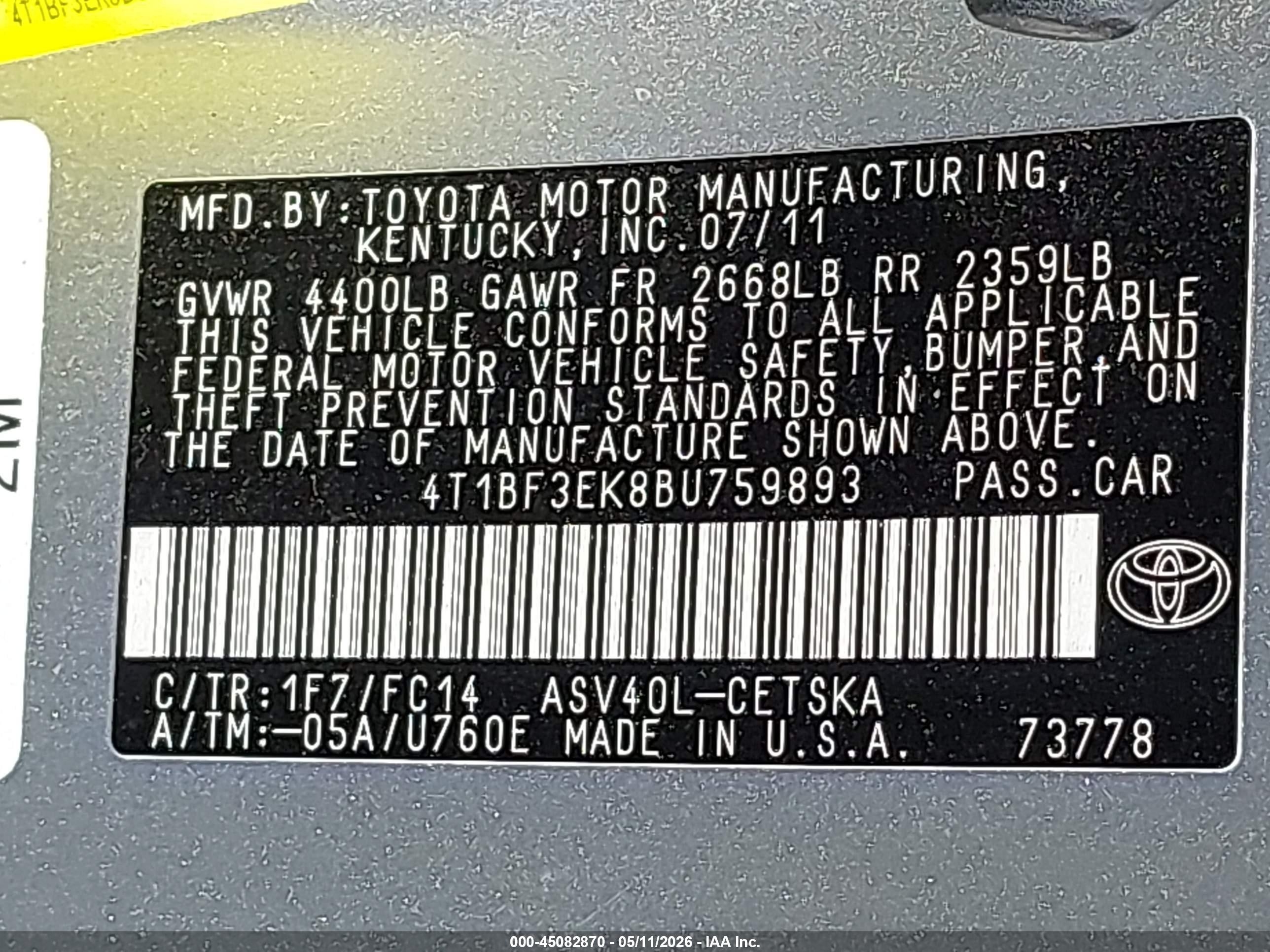 2011 Toyota Camry Se Silver vin: 4T1BF3EK8BU759893