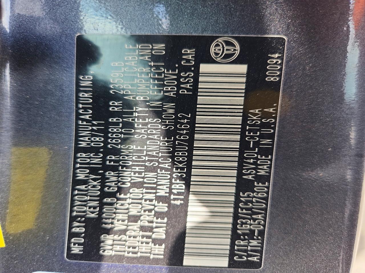 2011 Toyota Camry Se Gray vin: 4T1BF3EK8BU764642