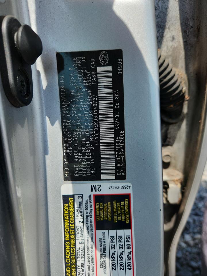 2011 Toyota Camry Se Silver vin: 4T1BF3EK9BU149727