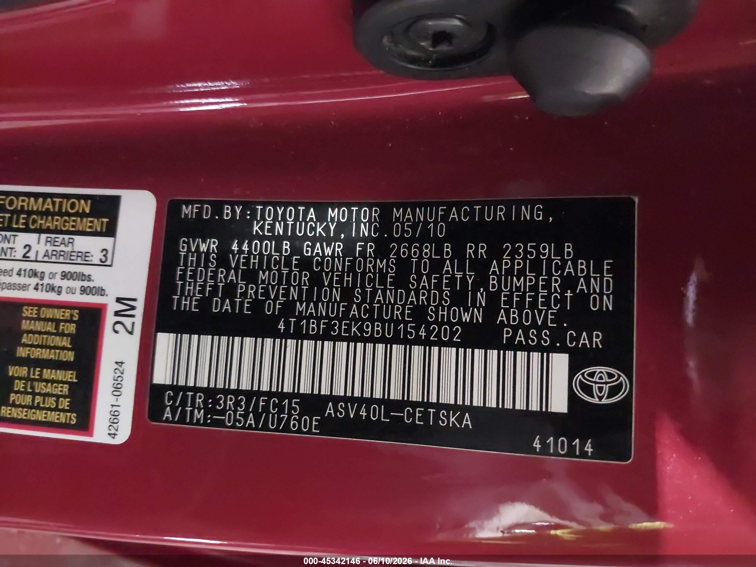 2011 Toyota Camry Se Red vin: 4T1BF3EK9BU154202