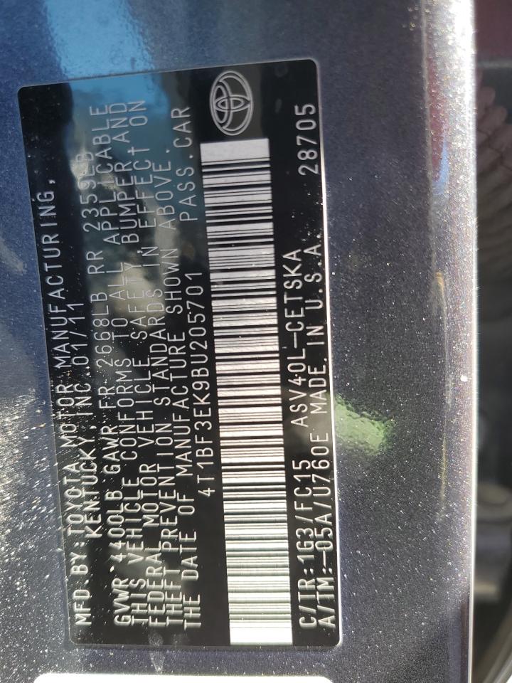 2011 Toyota Camry Base Charcoal vin: 4T1BF3EK9BU205701