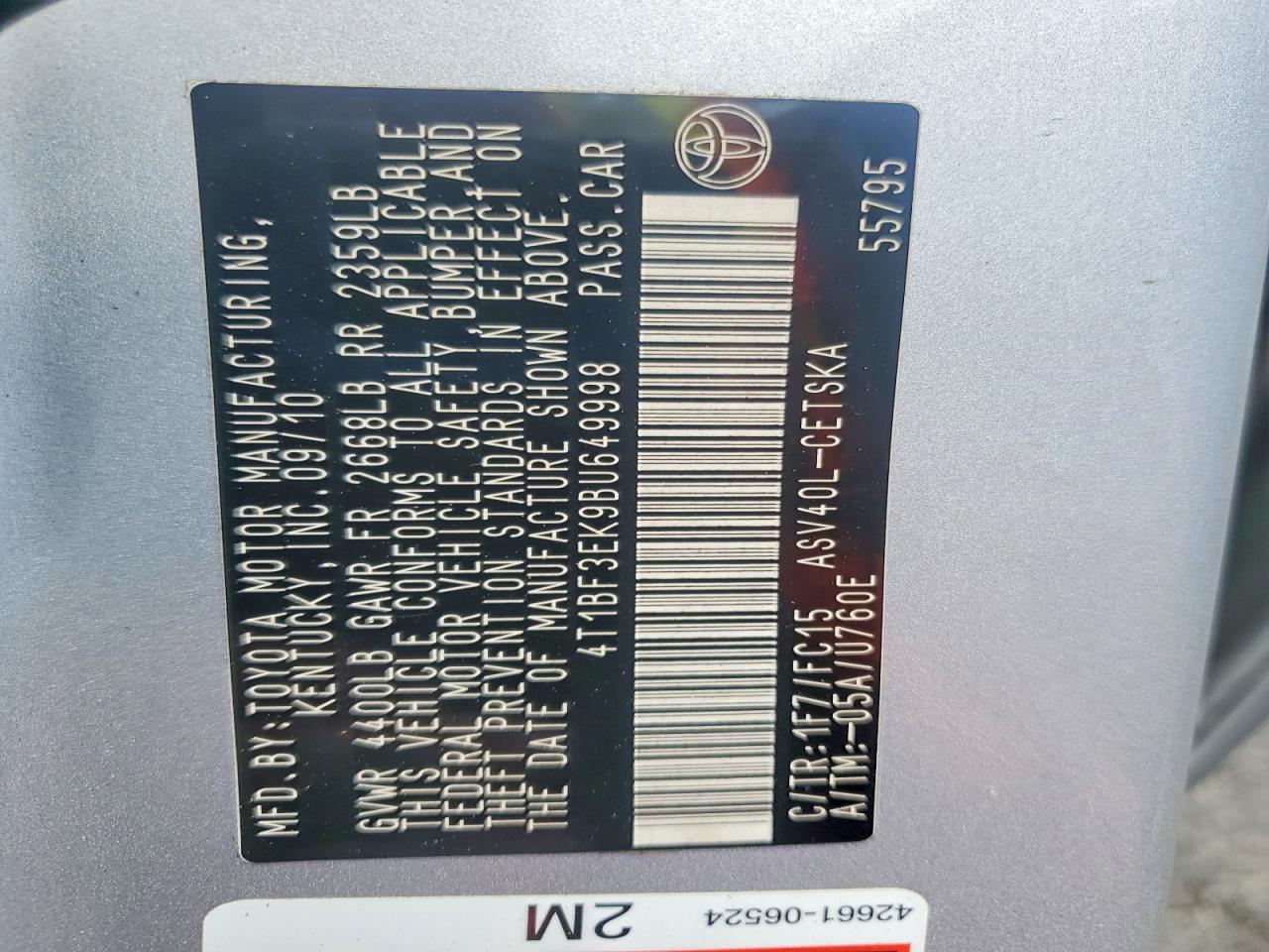 2011 Toyota Camry Se Silver vin: 4T1BF3EK9BU649998