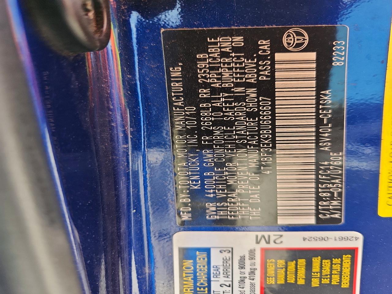 2011 Toyota Camry Se Blue vin: 4T1BF3EK9BU666607