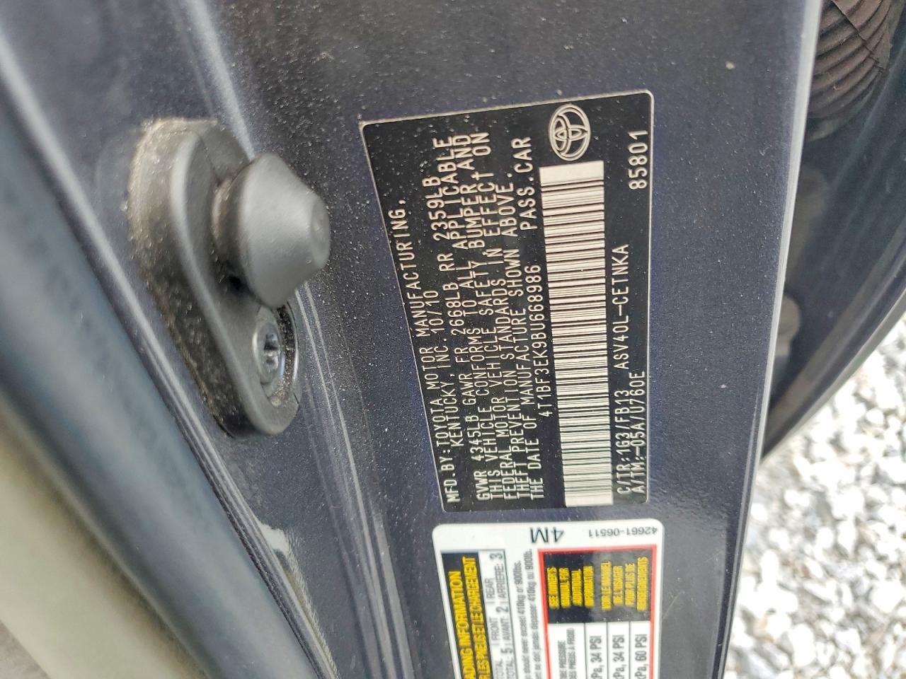 2011 Toyota Camry Le Gray vin: 4T1BF3EK9BU668986