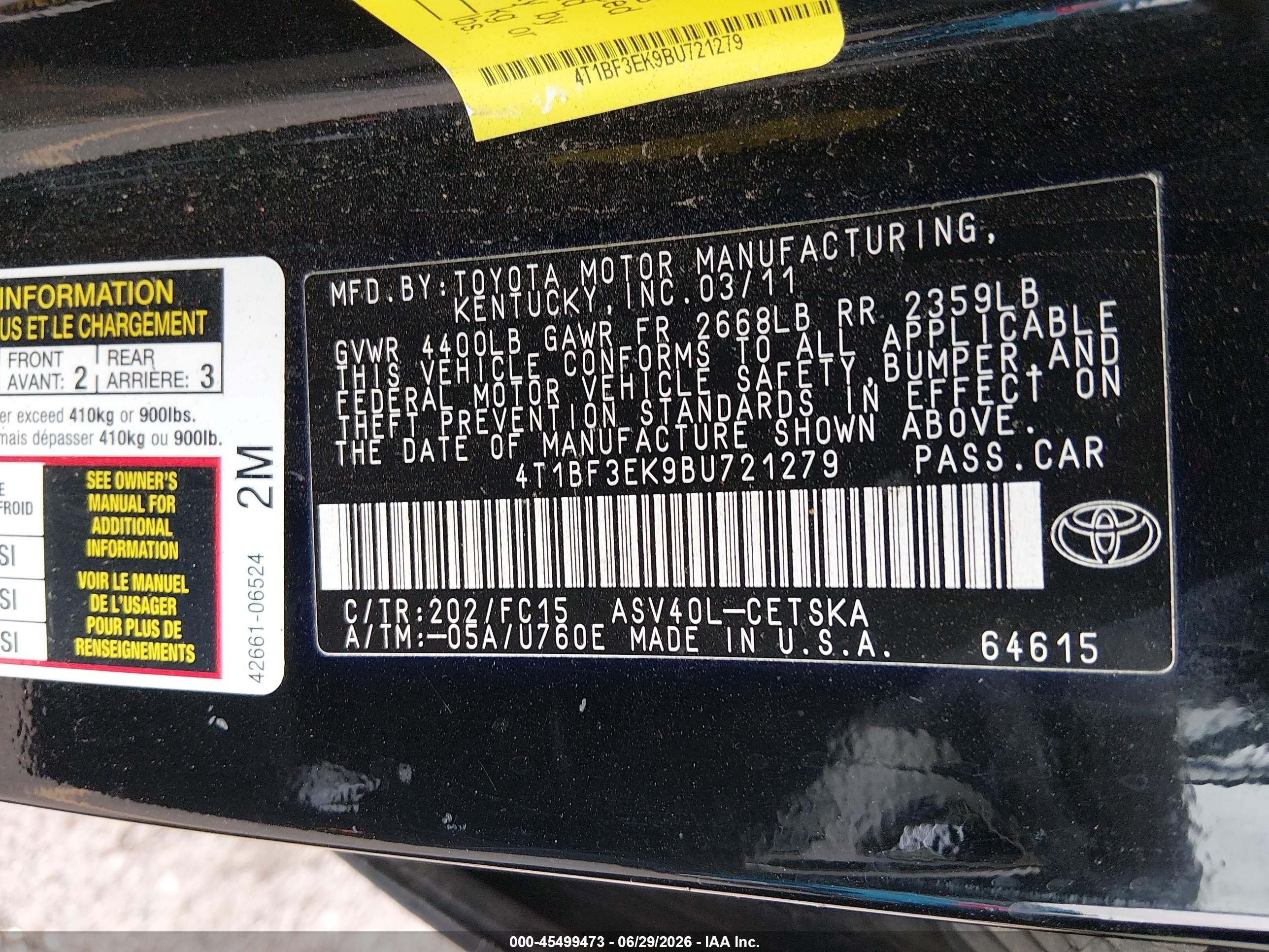2011 Toyota Camry Se Black vin: 4T1BF3EK9BU721279