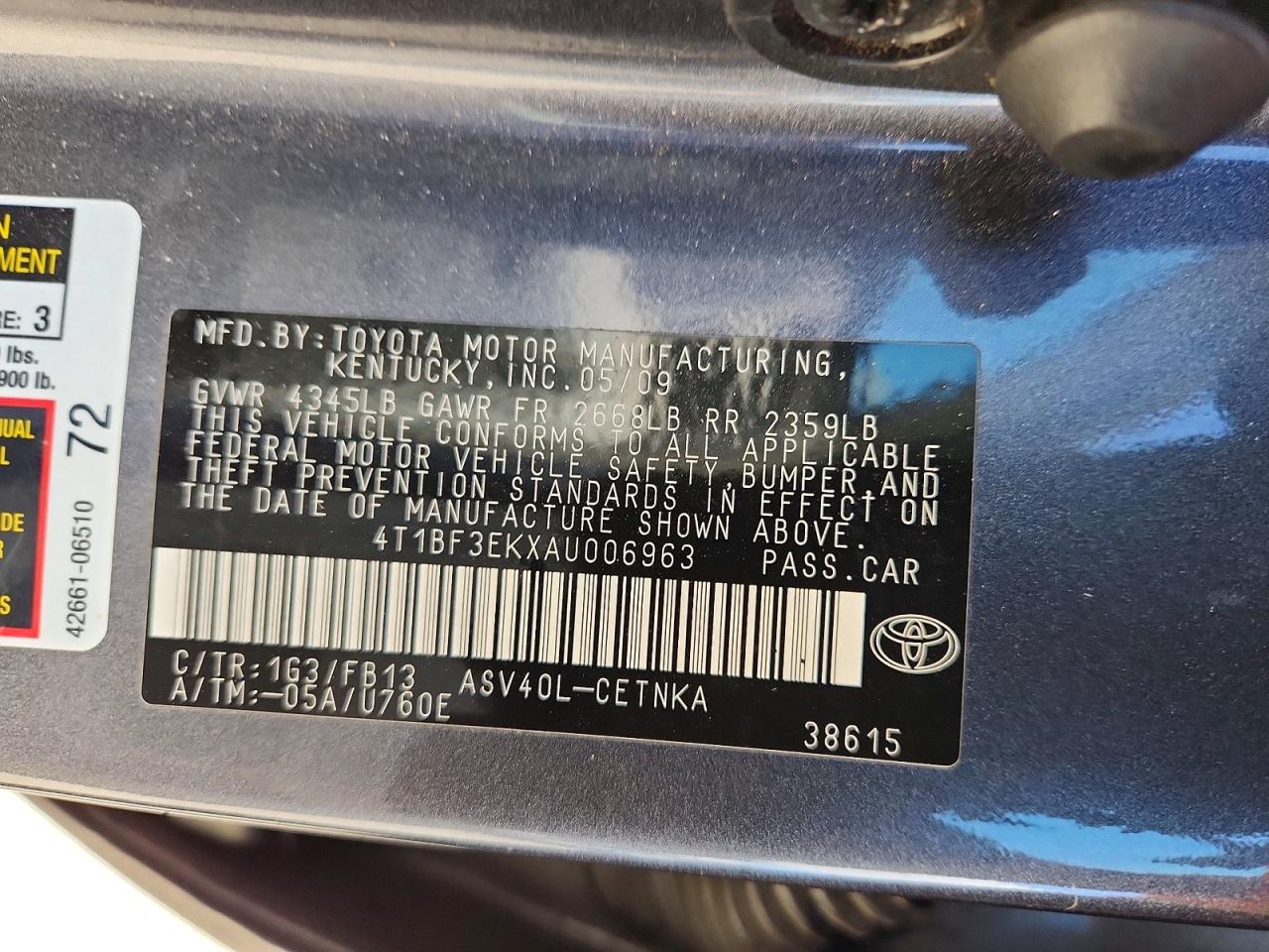 2010 Toyota Camry Le Gray vin: 4T1BF3EKXAU006963