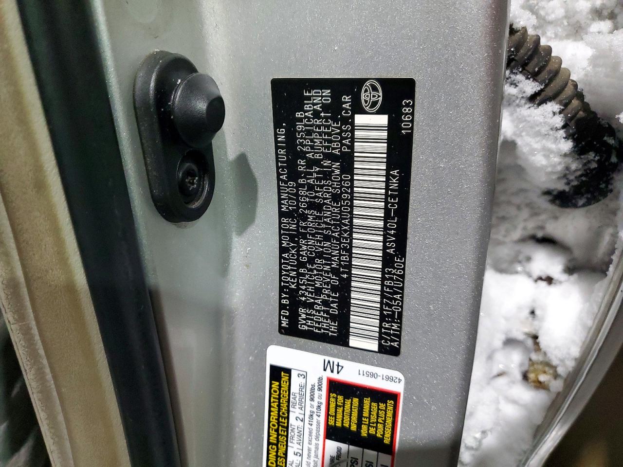 2010 Toyota Camry Silver vin: 4T1BF3EKXAU059260