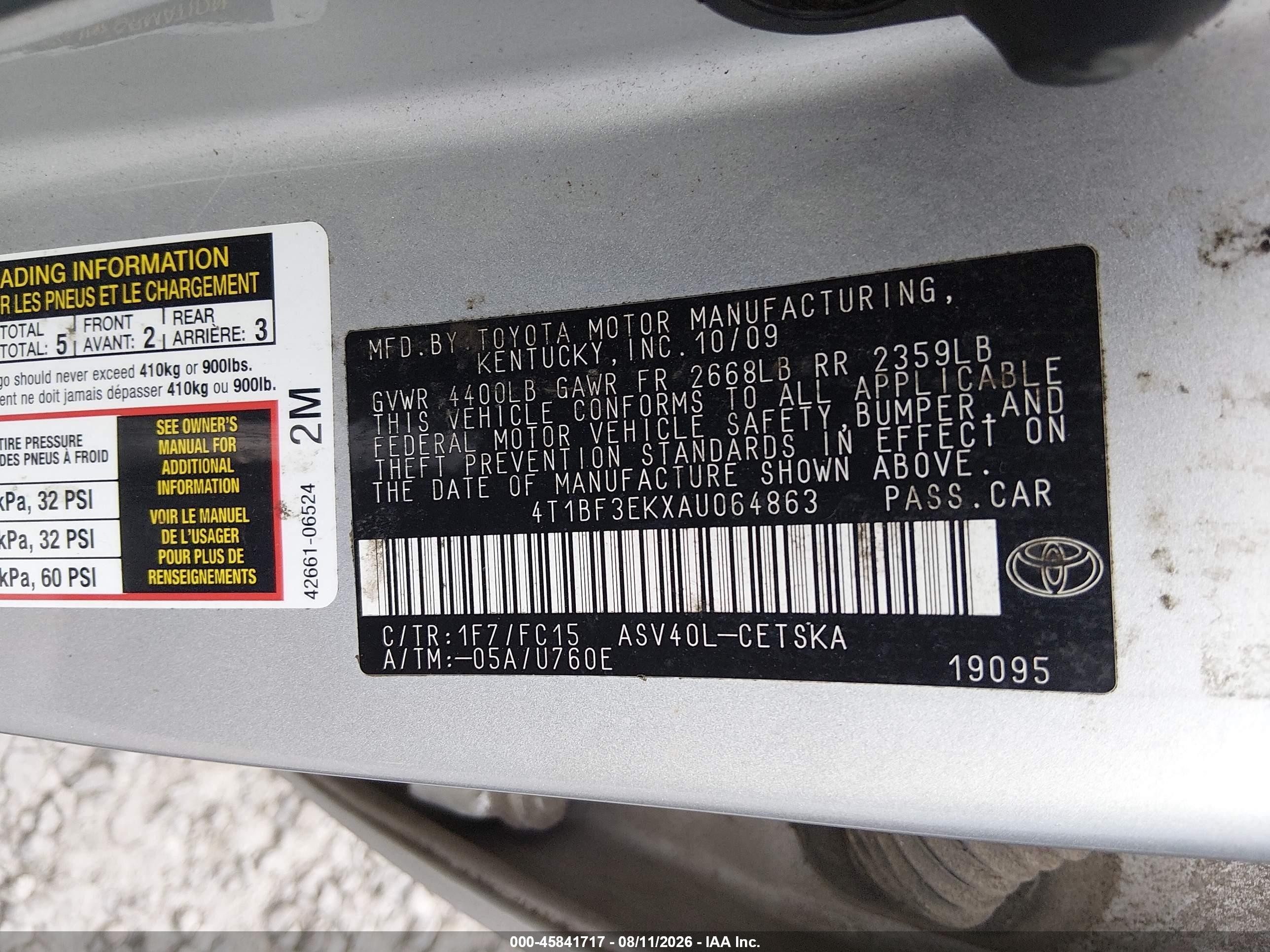 2010 Toyota Camry Se Серебряный vin: 4T1BF3EKXAU064863