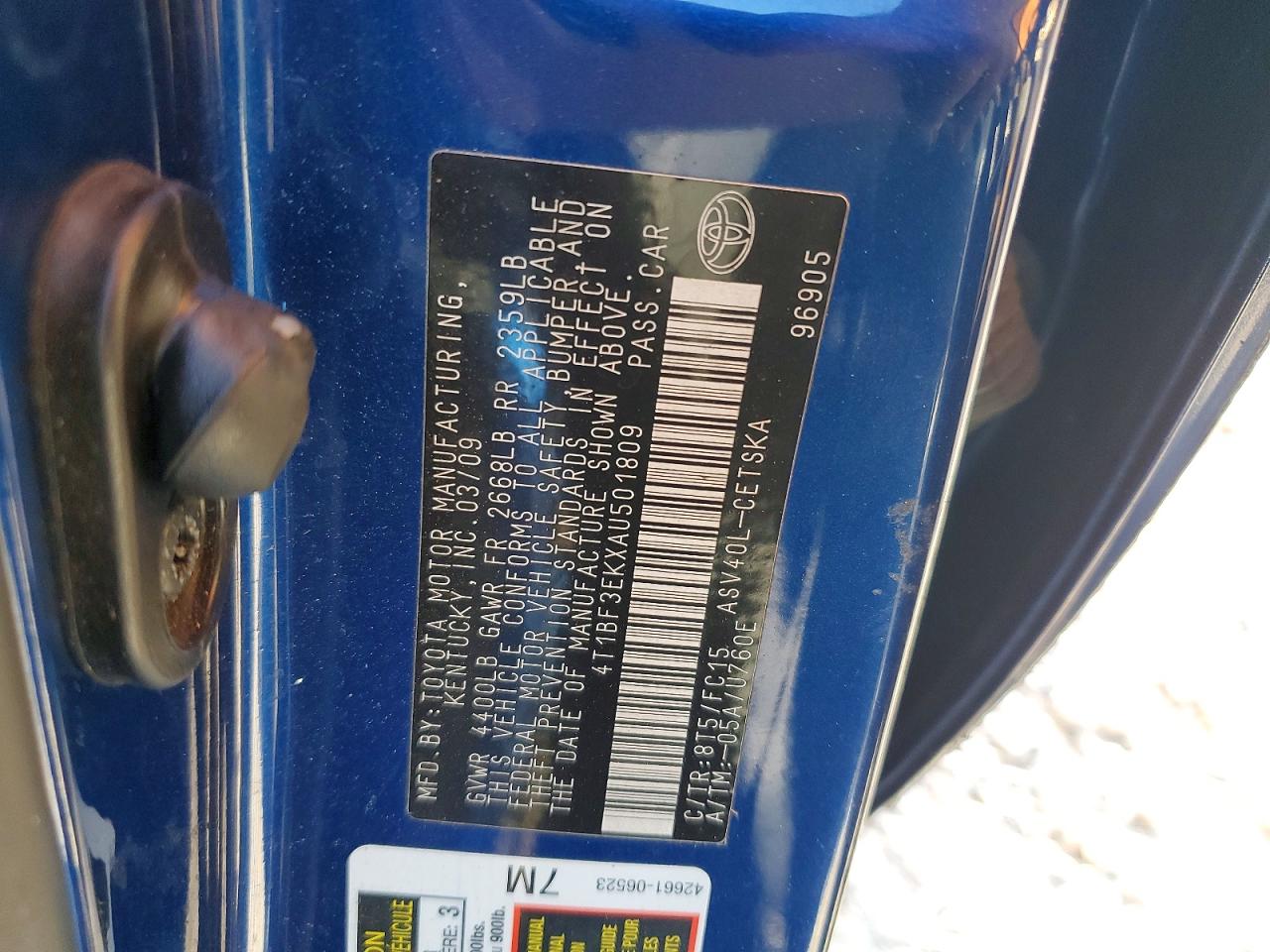2010 Toyota Camry Se Blue vin: 4T1BF3EKXAU501809