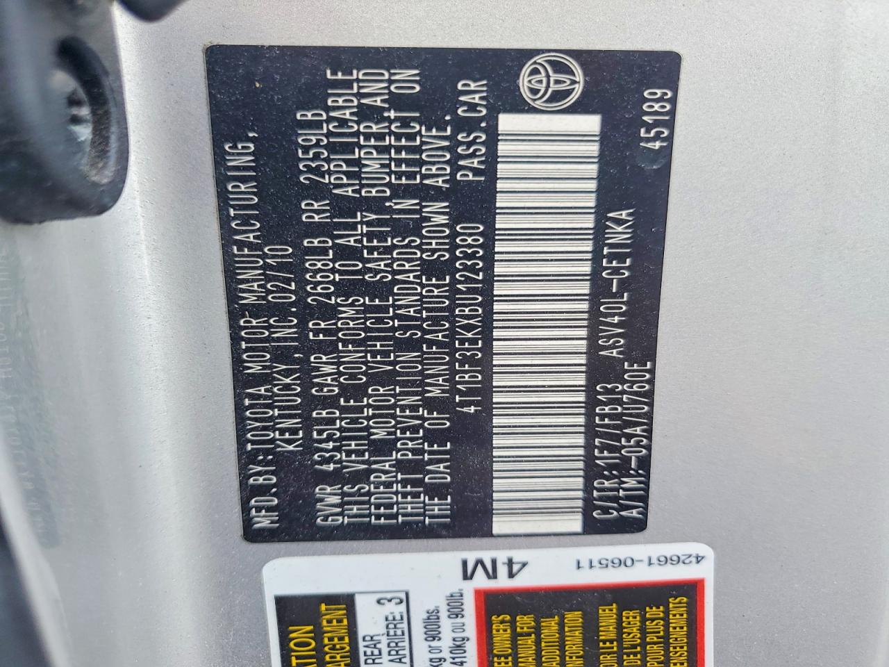 2011 Toyota Camry Le Серебряный vin: 4T1BF3EKXBU123380