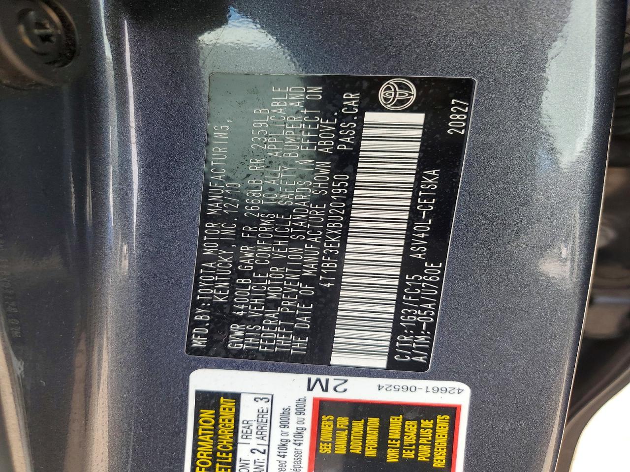 2011 Toyota Camry Se Gray vin: 4T1BF3EKXBU201950