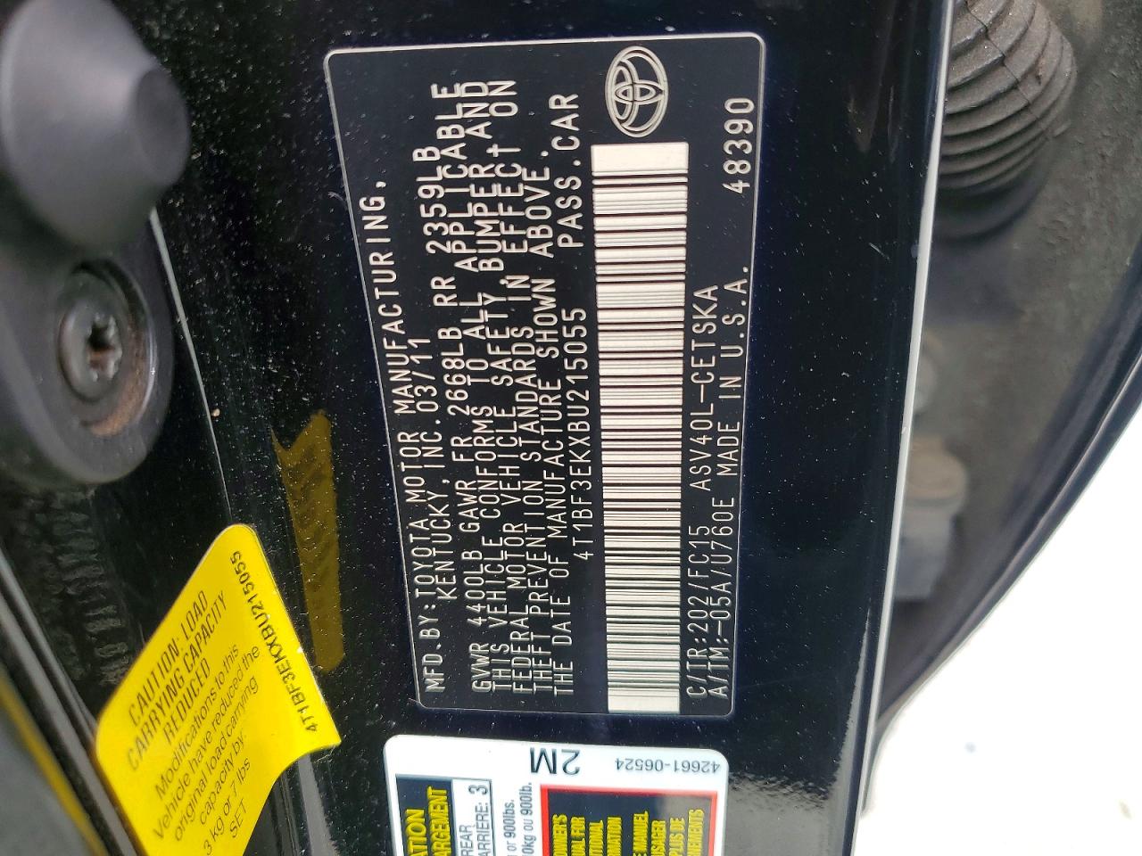 2011 Toyota Camry Se Черный vin: 4T1BF3EKXBU215055