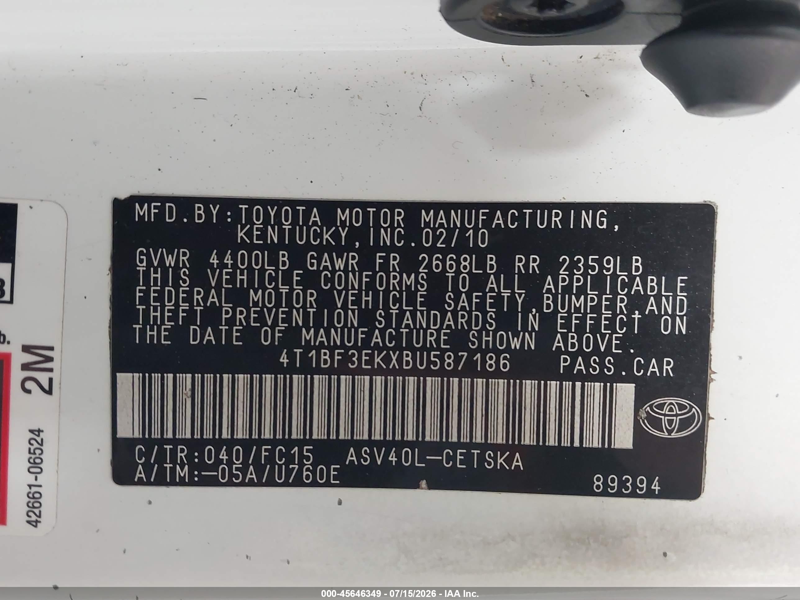 2011 Toyota Camry Se Белый vin: 4T1BF3EKXBU587186