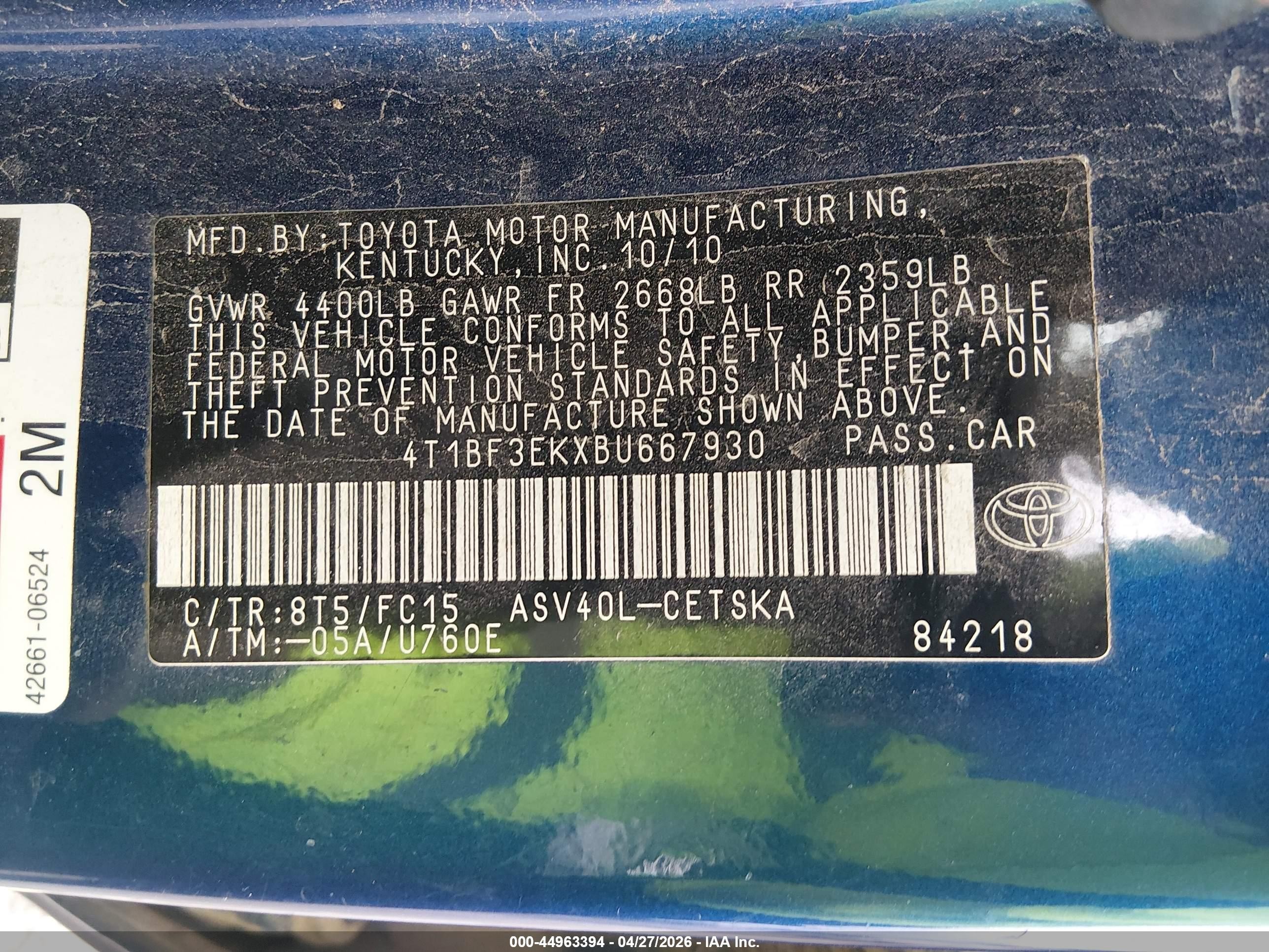 2011 Toyota Camry Se Blue vin: 4T1BF3EKXBU667930