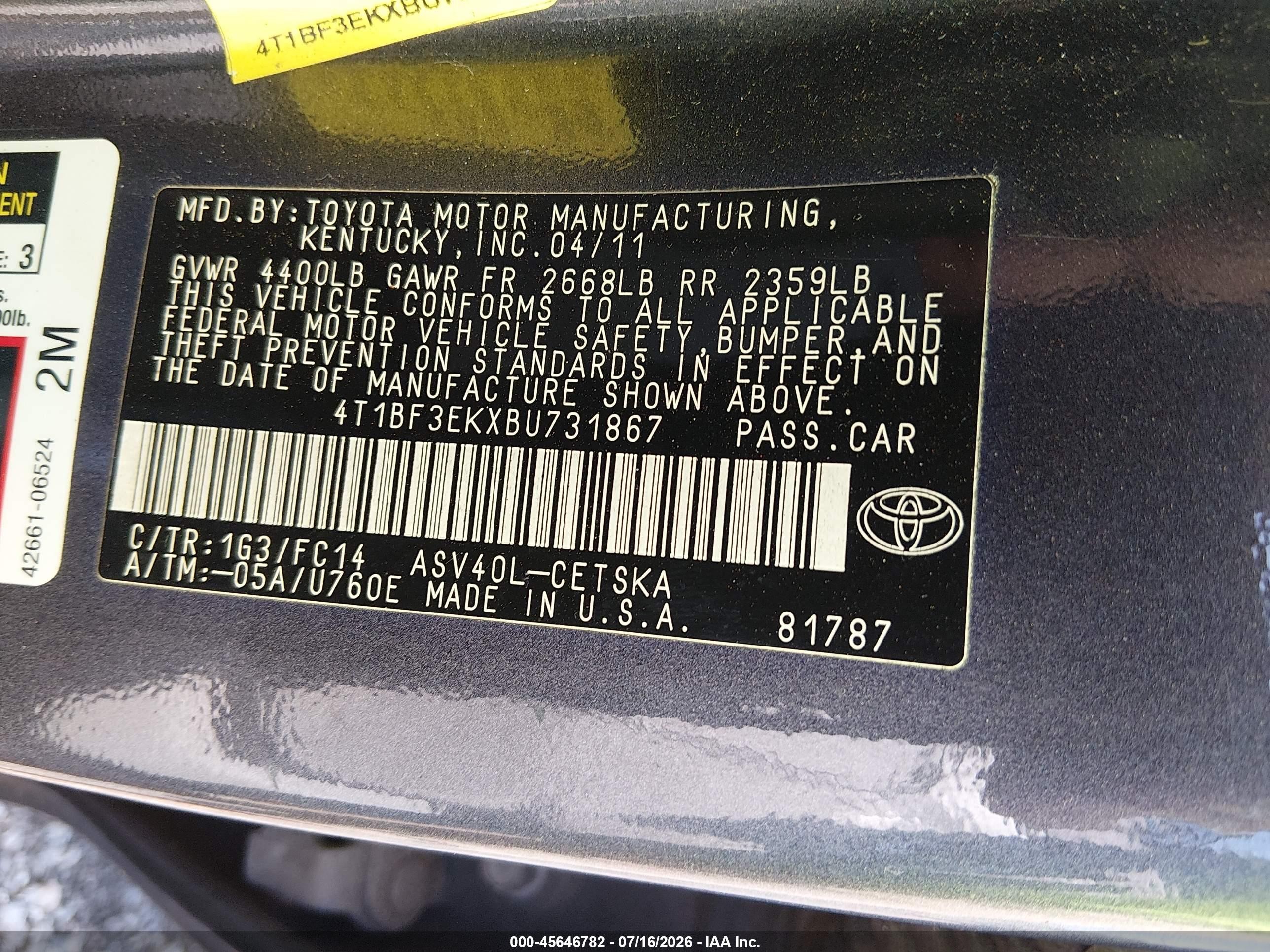 2011 Toyota Camry Se Gray vin: 4T1BF3EKXBU731867