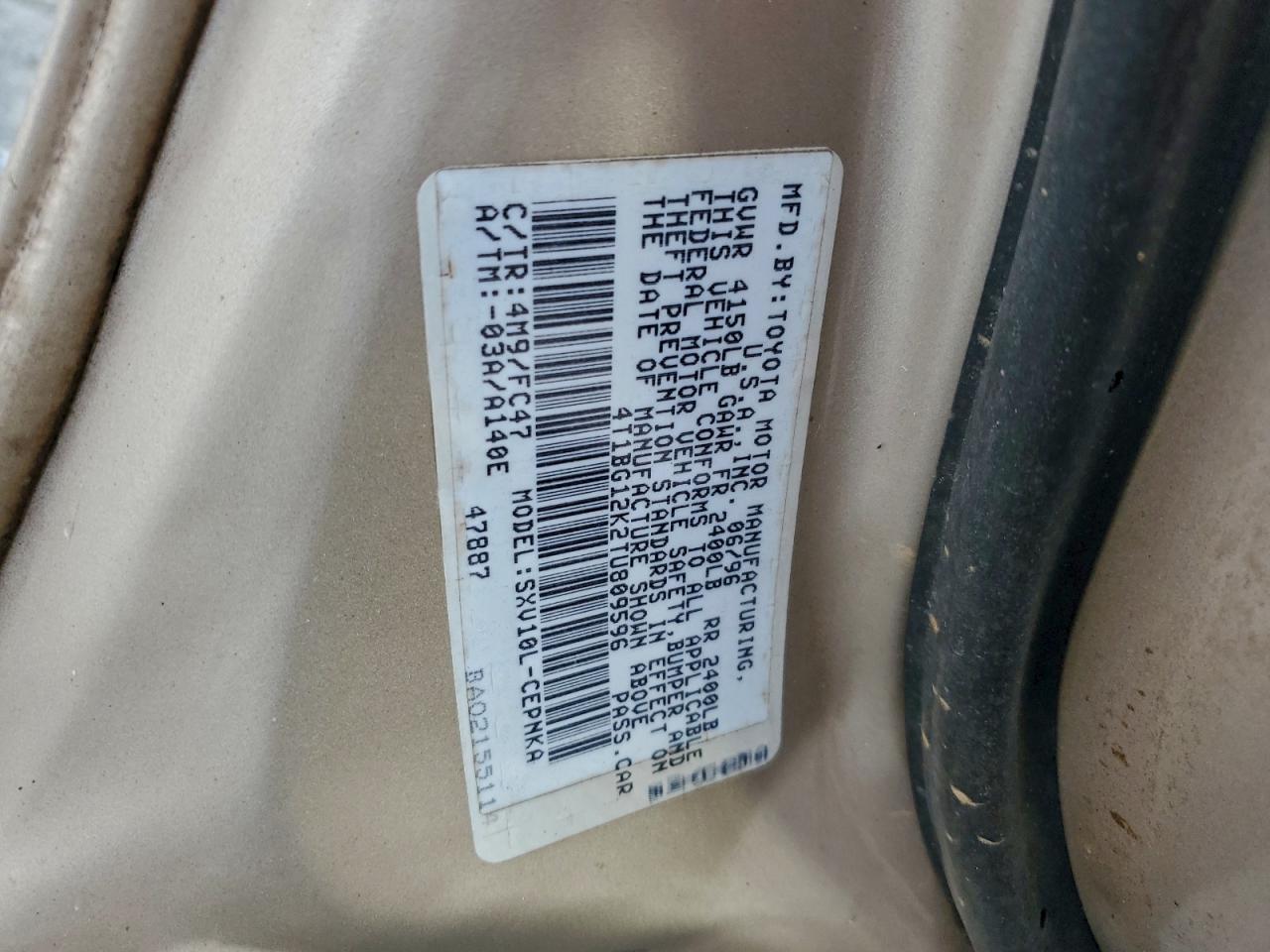 1996 Toyota Camry Dx Silver vin: 4T1BG12K2TU809596