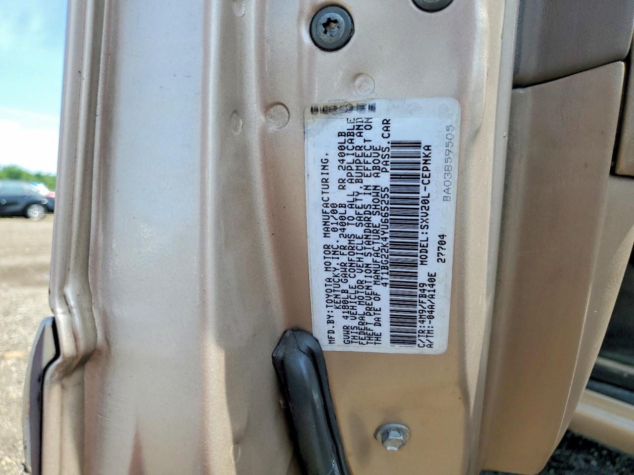 2000 Toyota Camry Le Tan vin: 4T1BG22K4YU665255