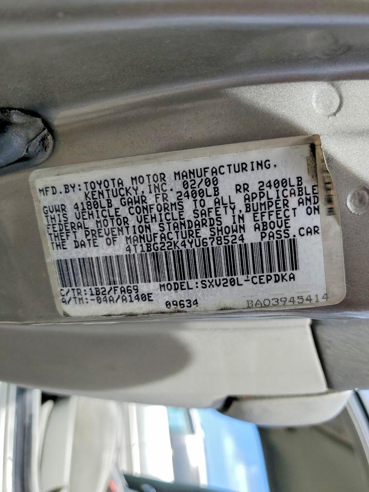 2000 Toyota Camry Ce Gray vin: 4T1BG22K4YU678524