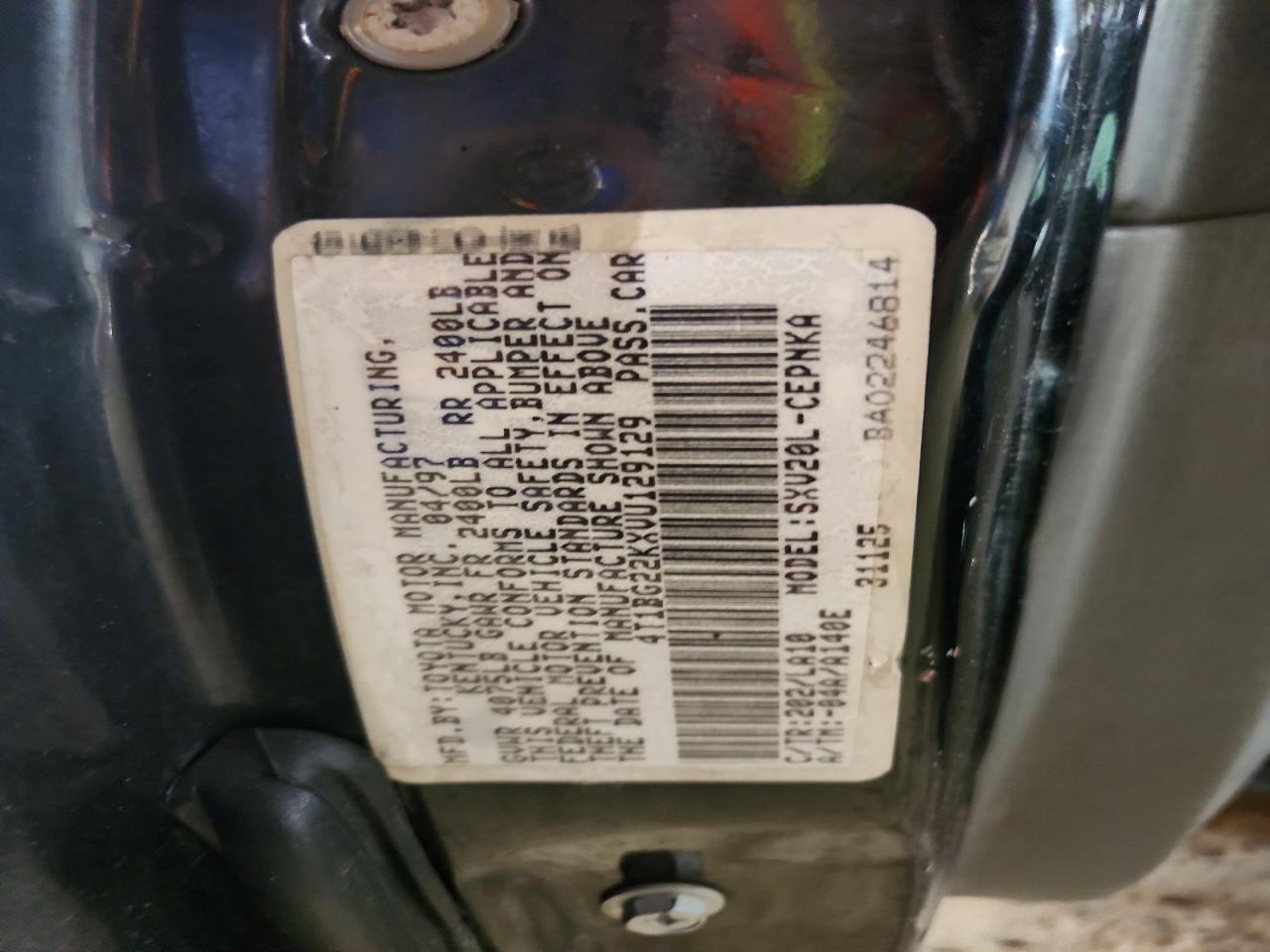 1997 Toyota Camry Le Черный vin: 4T1BG22KXVU129129