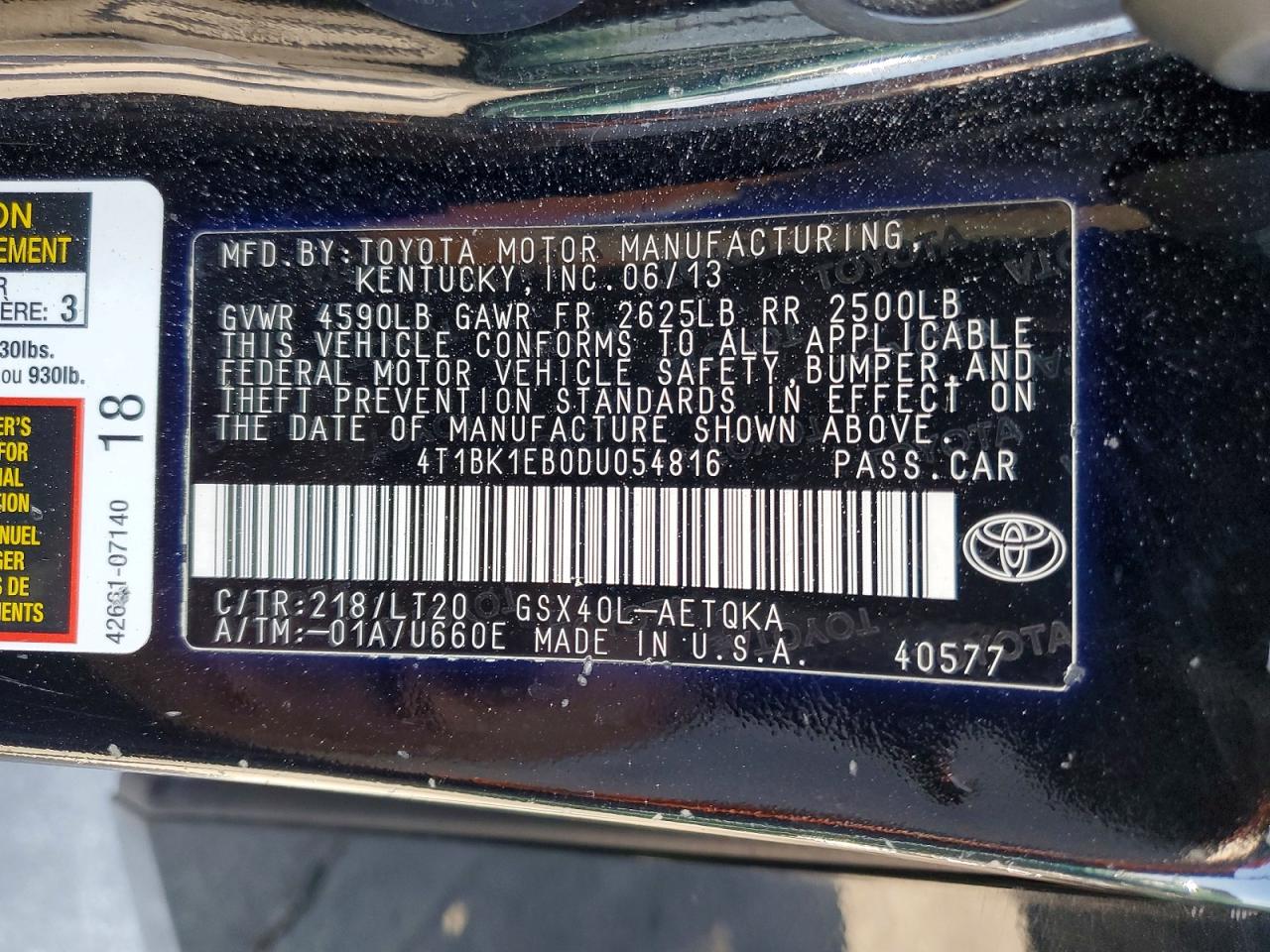 2013 Toyota Avalon Xle Touring Black vin: 4T1BK1EB0DU054816