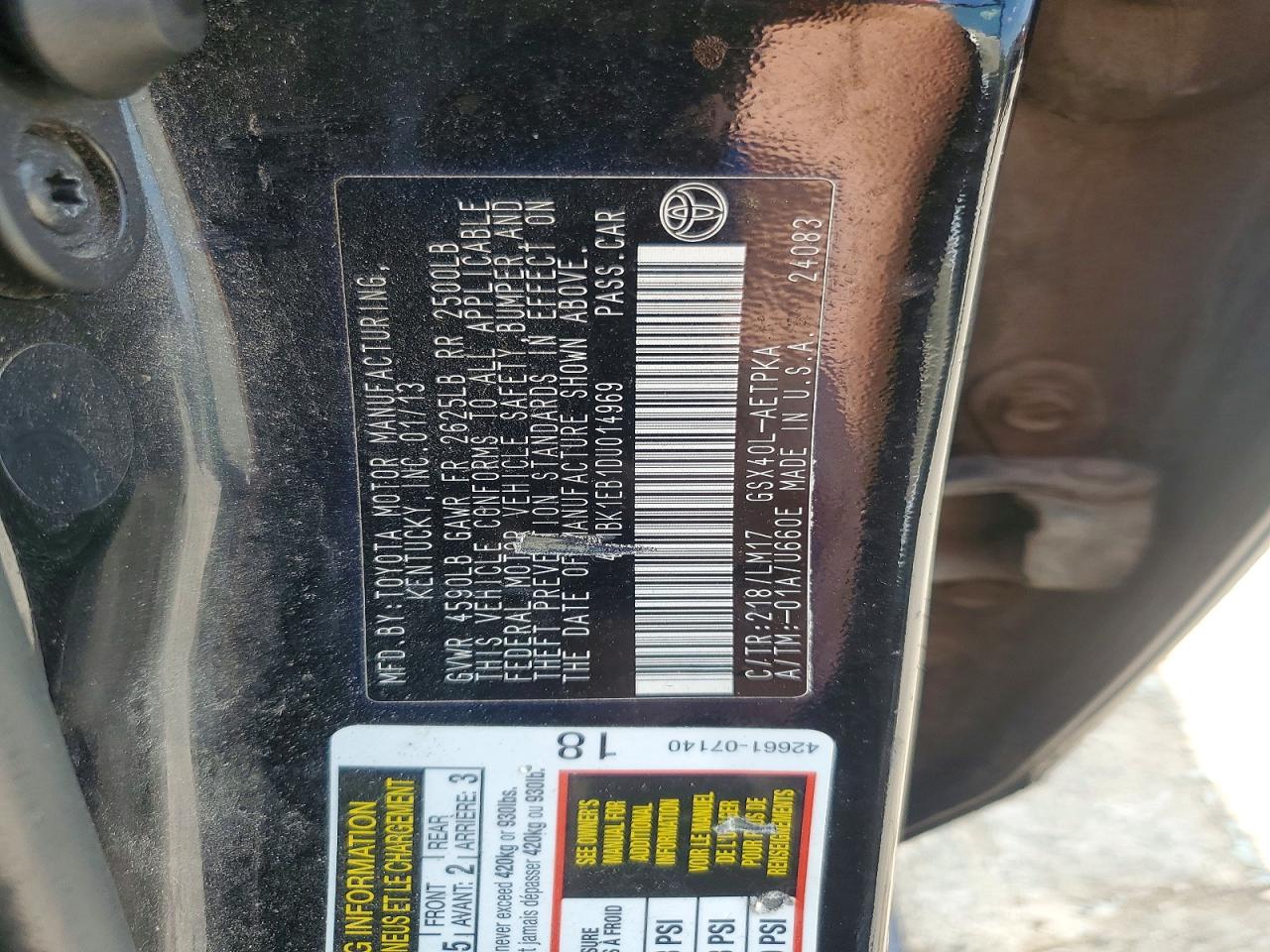 2013 Toyota Avalon Limited Black vin: 4T1BK1EB1DU014969