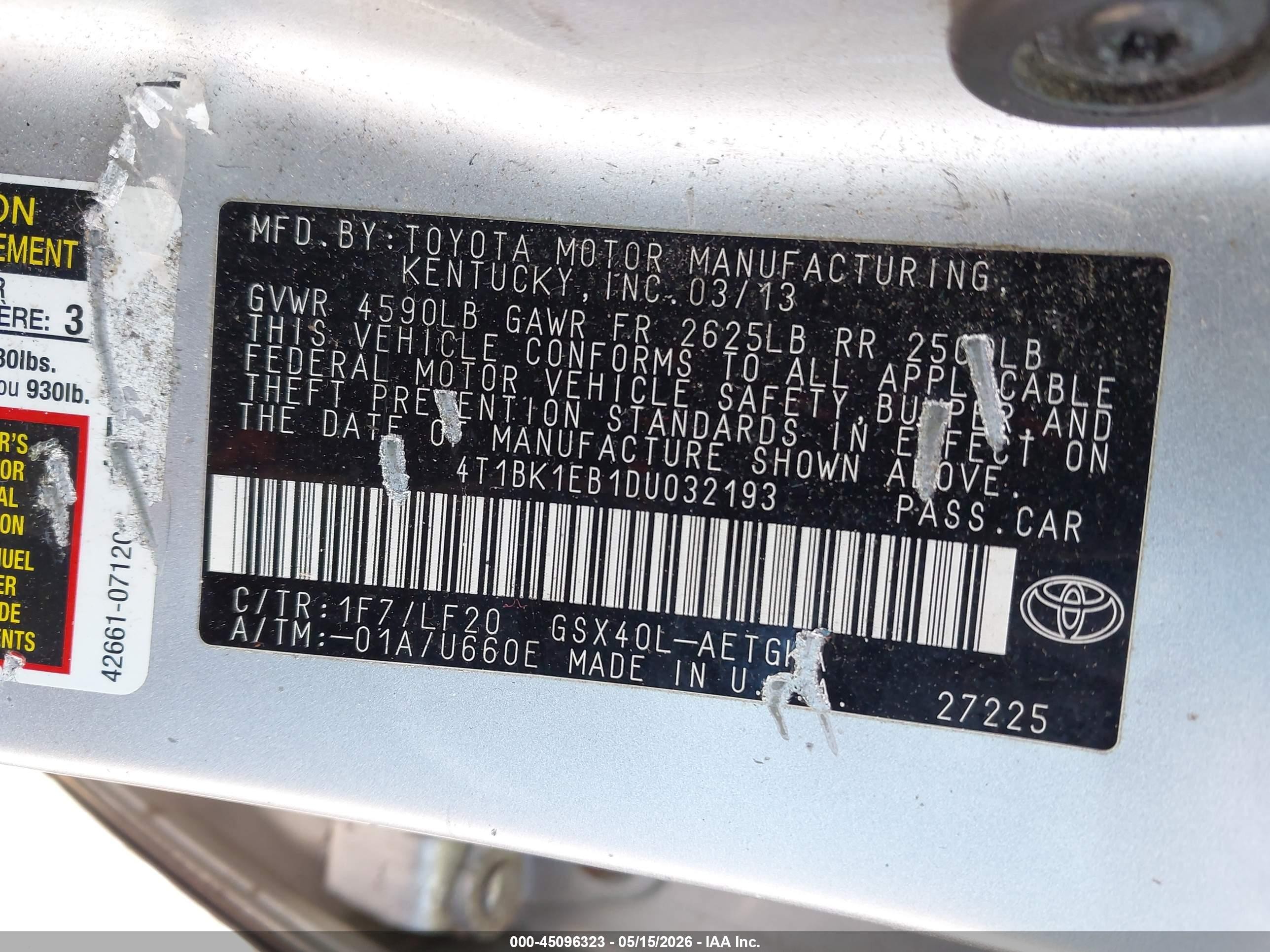 2013 Toyota Avalon Xle Premium Silver vin: 4T1BK1EB1DU032193