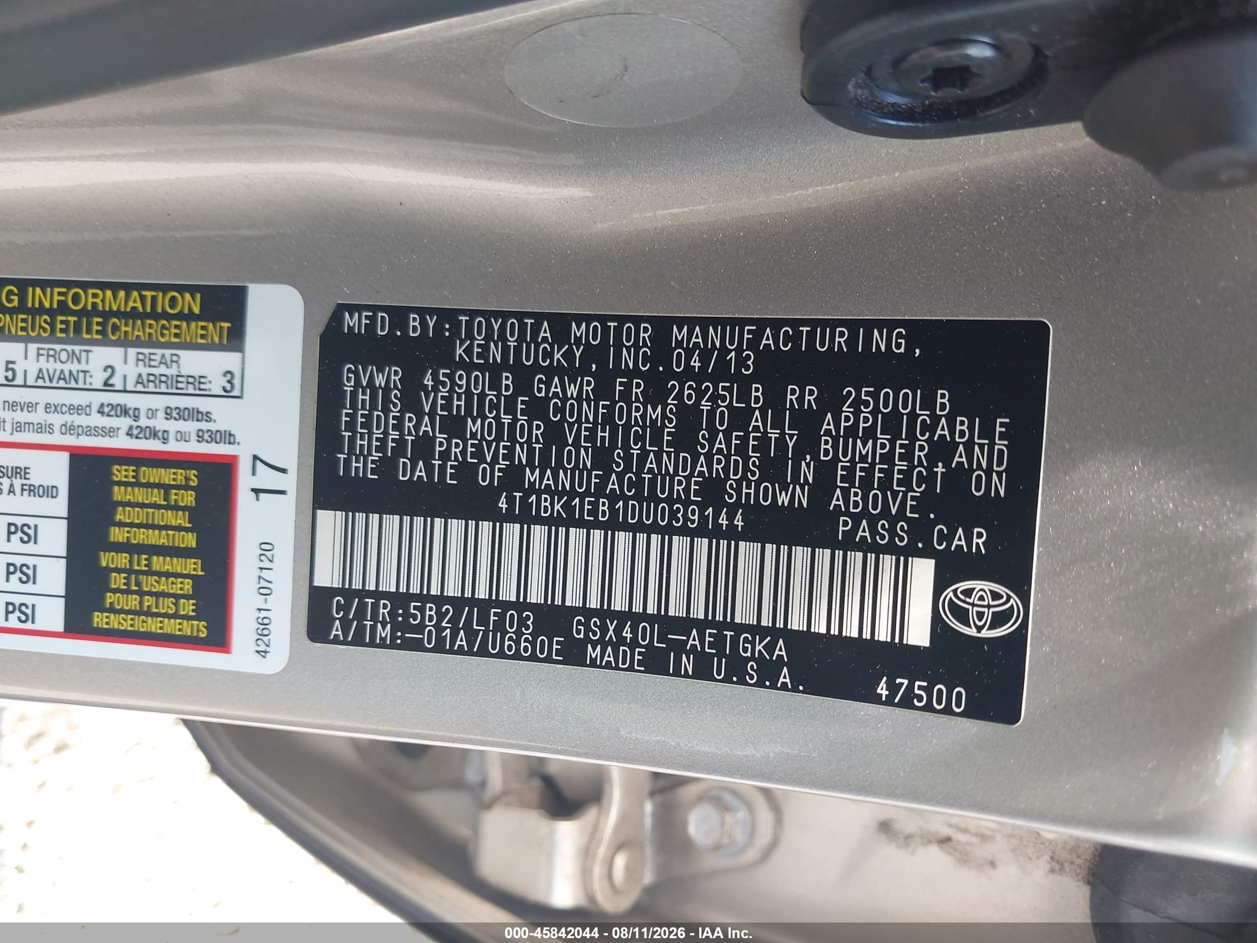 2013 Toyota Avalon Xle Premium Silver vin: 4T1BK1EB1DU039144
