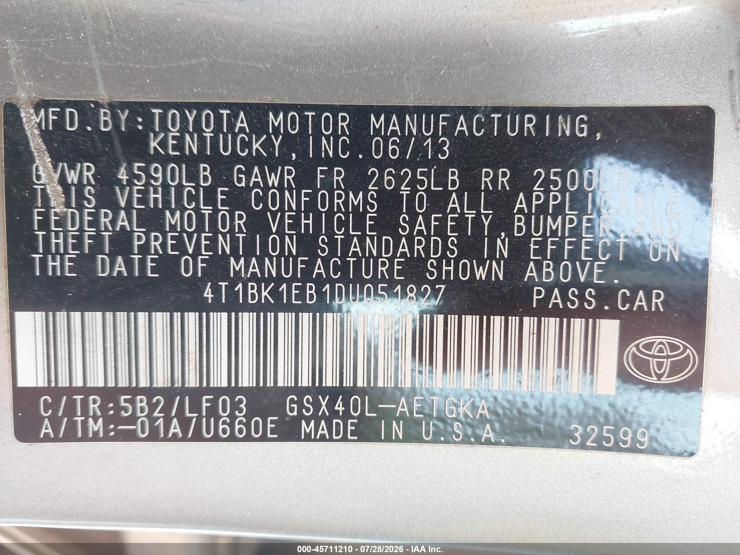 2013 Toyota Avalon Xle Premium Gold vin: 4T1BK1EB1DU051827