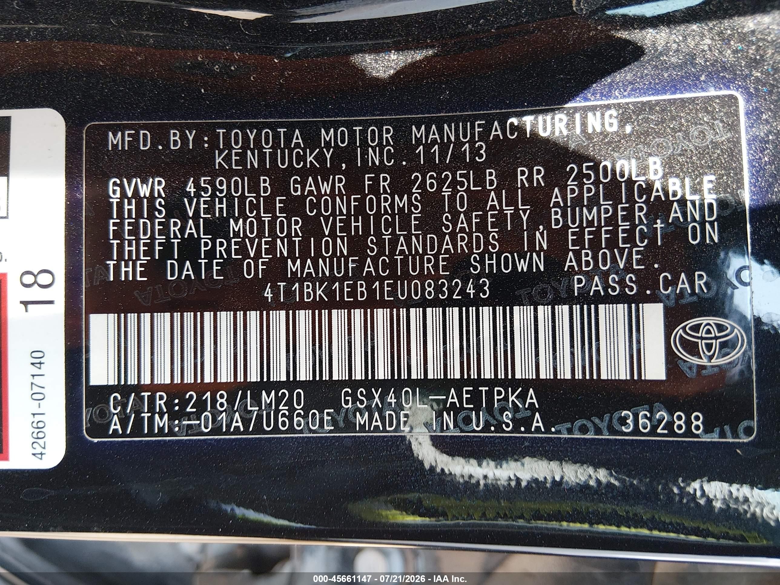 2014 Toyota Avalon Limited Black vin: 4T1BK1EB1EU083243