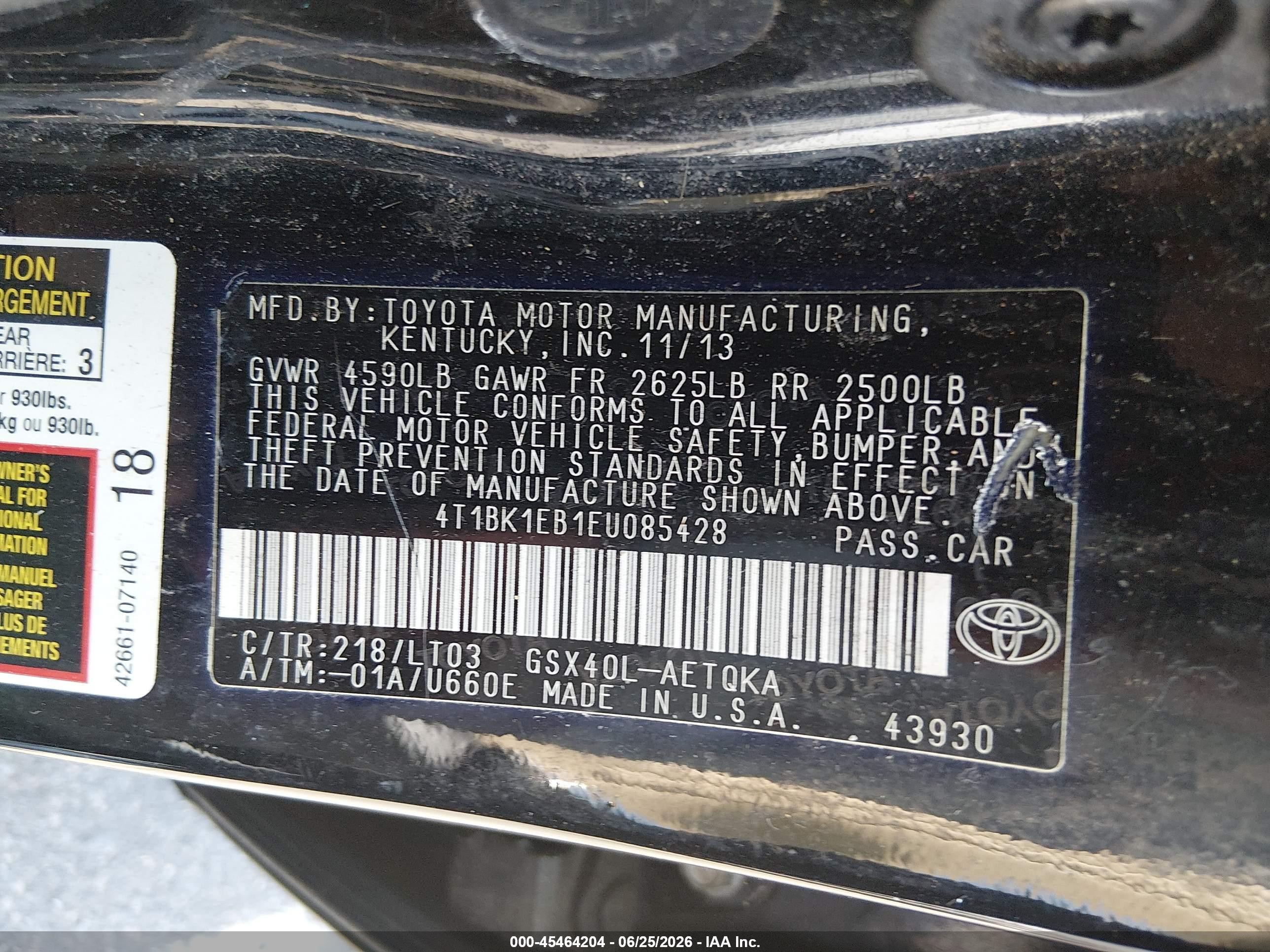 2014 Toyota Avalon Xle Touring Black vin: 4T1BK1EB1EU085428