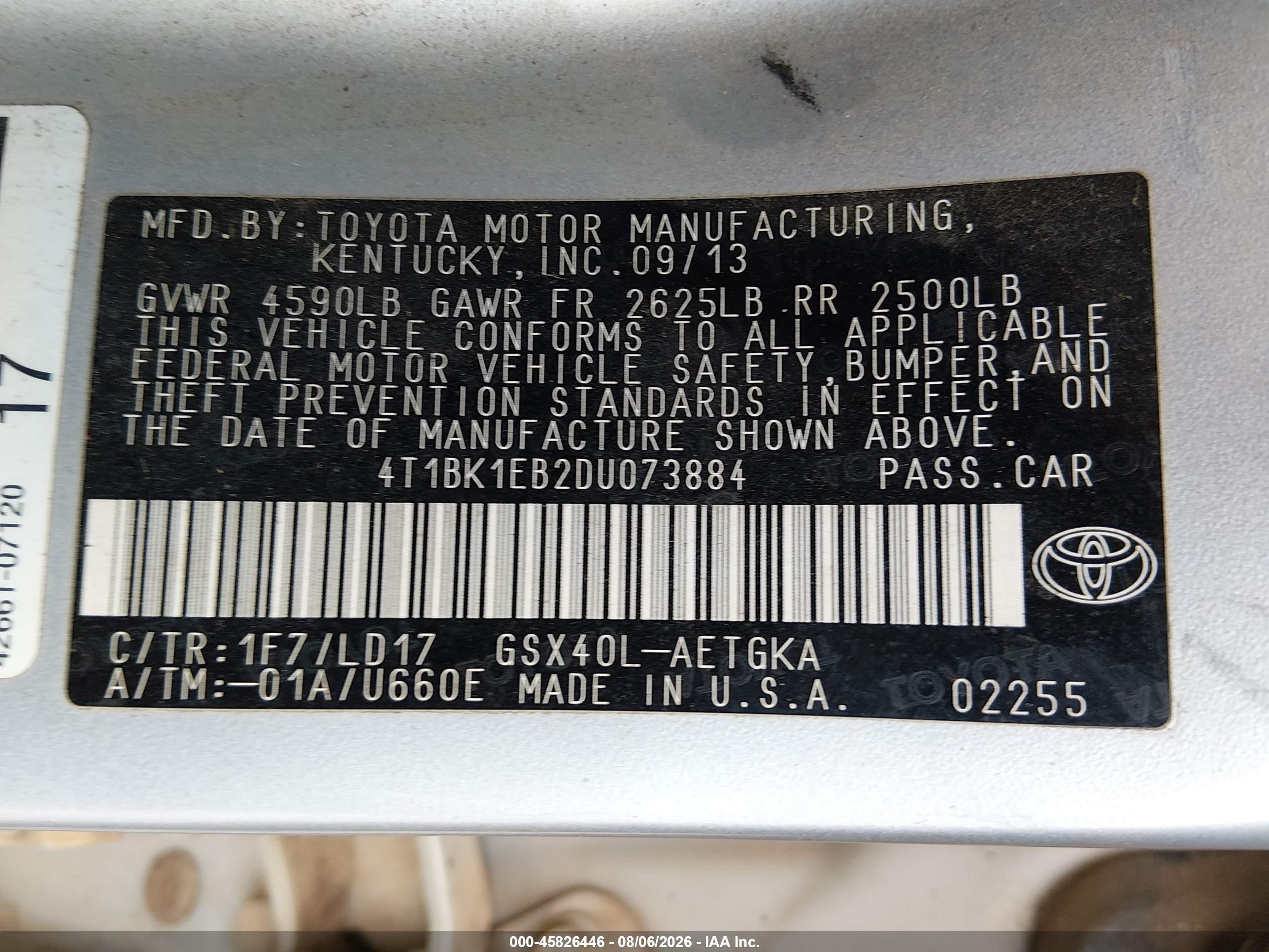 2013 Toyota Avalon Xle Серебряный vin: 4T1BK1EB2DU073884