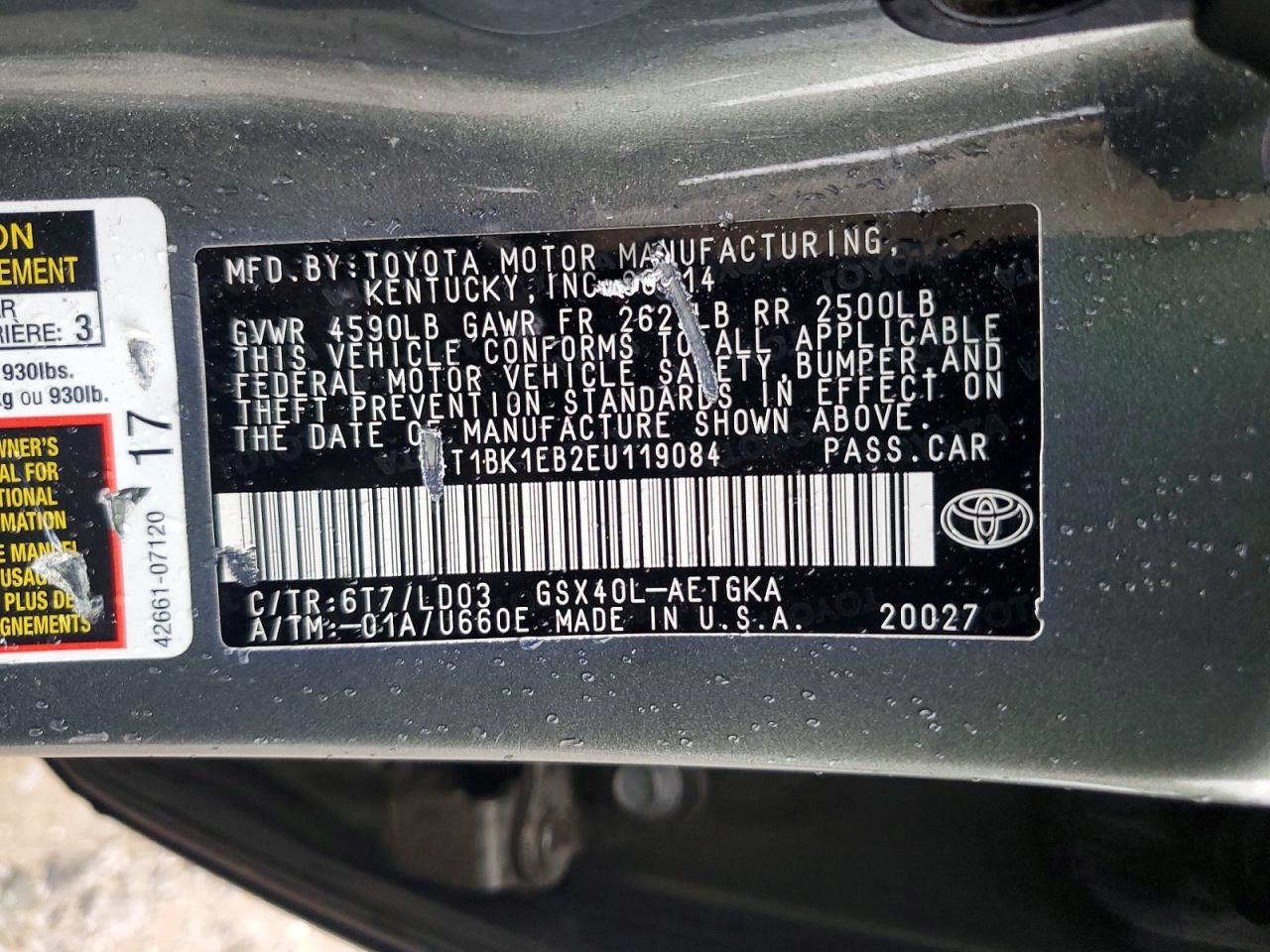 2014 Toyota Avalon Xle Green vin: 4T1BK1EB2EU119084