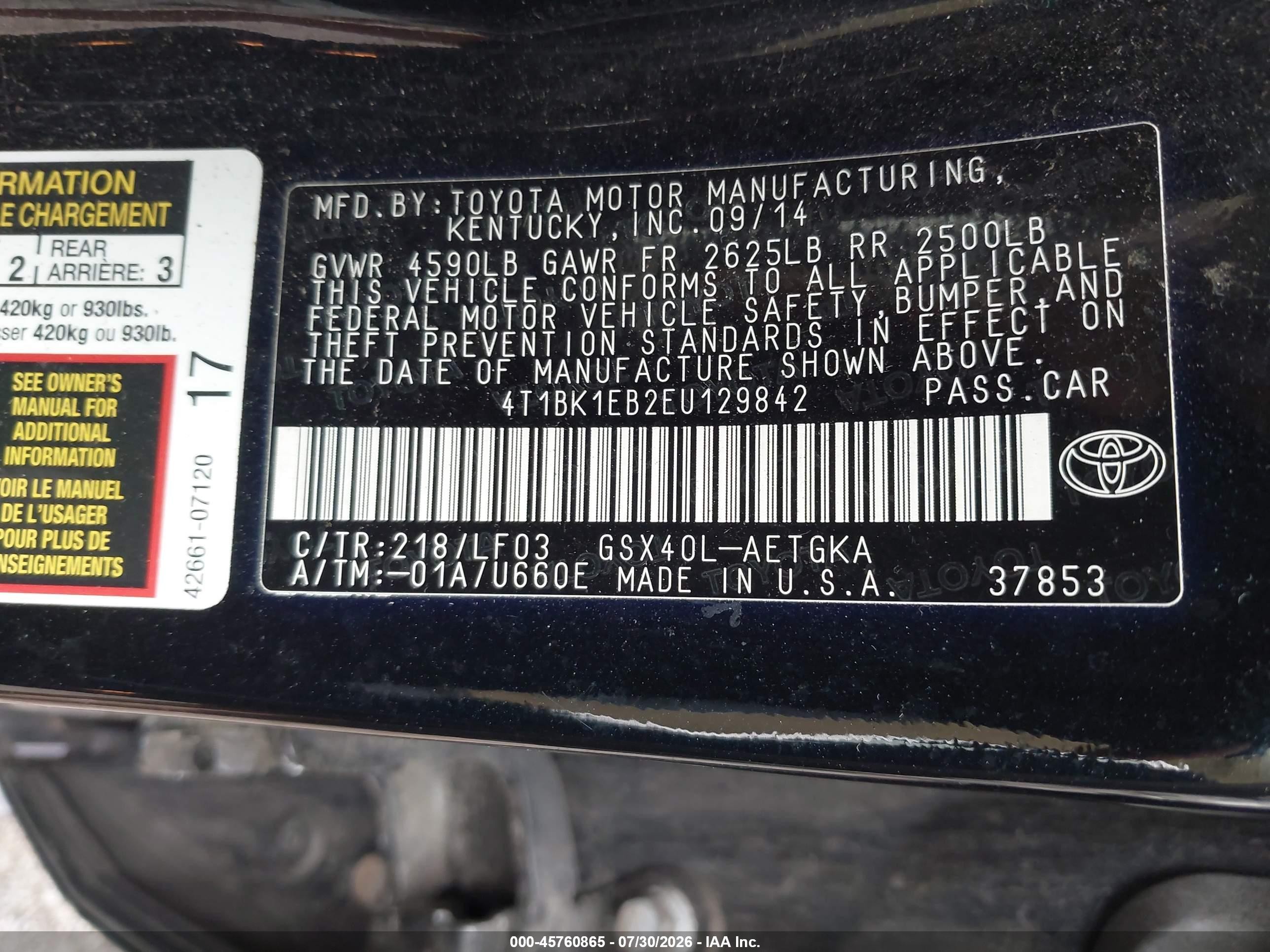2014 Toyota Avalon Xle Premium Черный vin: 4T1BK1EB2EU129842