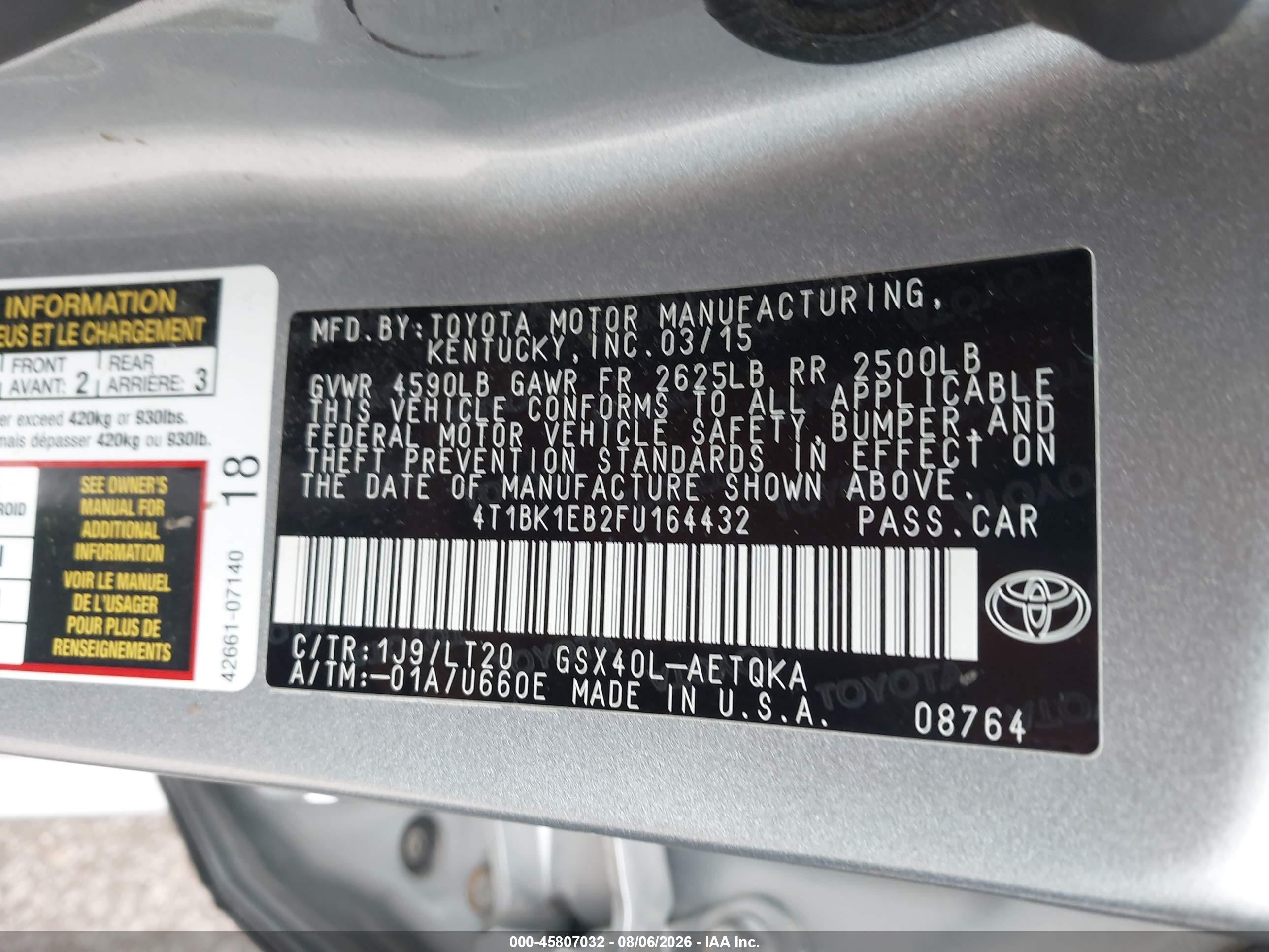 2015 Toyota Avalon Xle Touring Серебряный vin: 4T1BK1EB2FU164432
