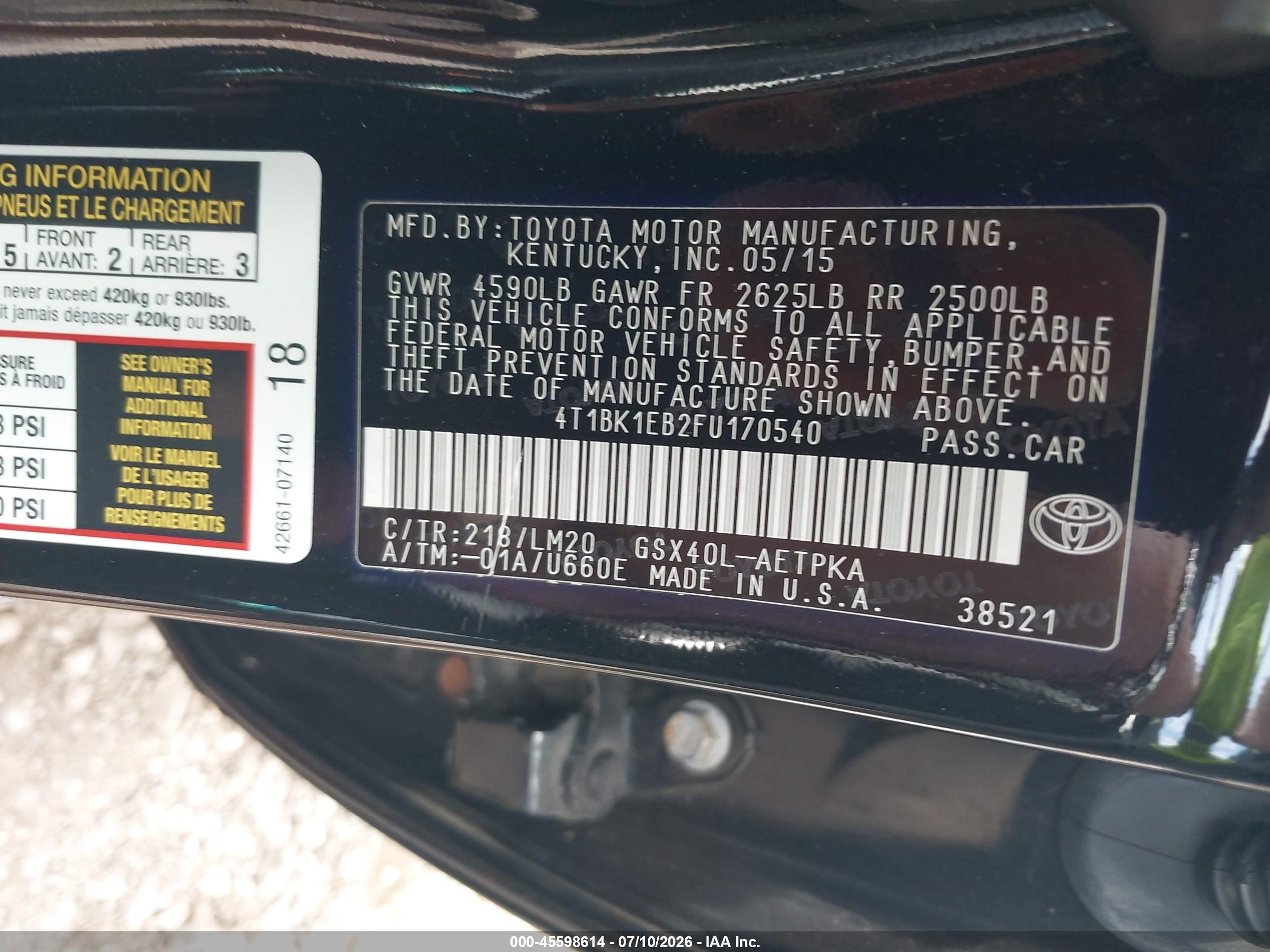 2015 Toyota Avalon Limited Black vin: 4T1BK1EB2FU170540
