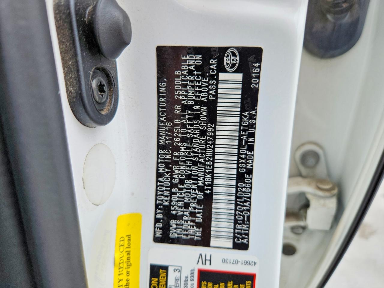 2017 Toyota Avalon Xle White vin: 4T1BK1EB2HU247992