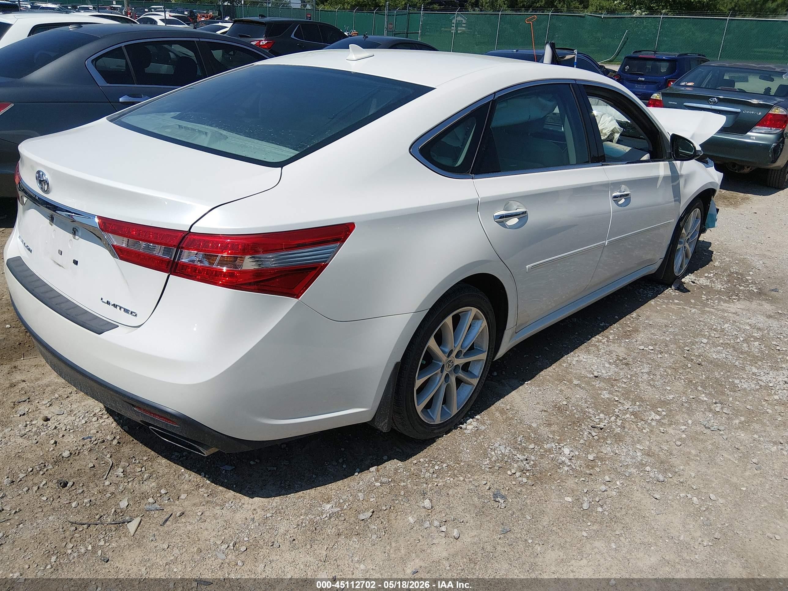 2013 Toyota Avalon Limited White vin: 4T1BK1EB3DU005187