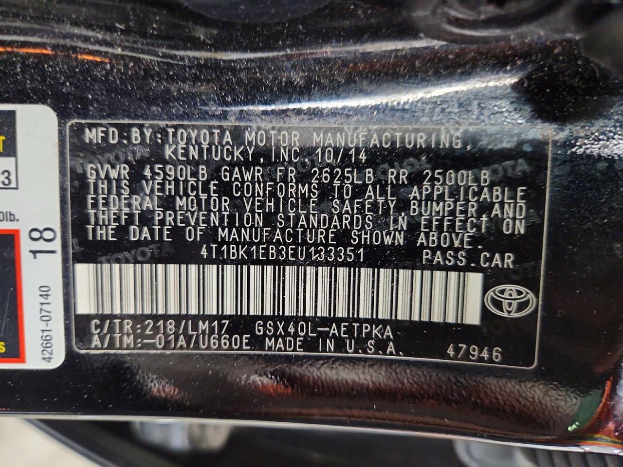 2014 Toyota Avalon Limited Black vin: 4T1BK1EB3EU133351