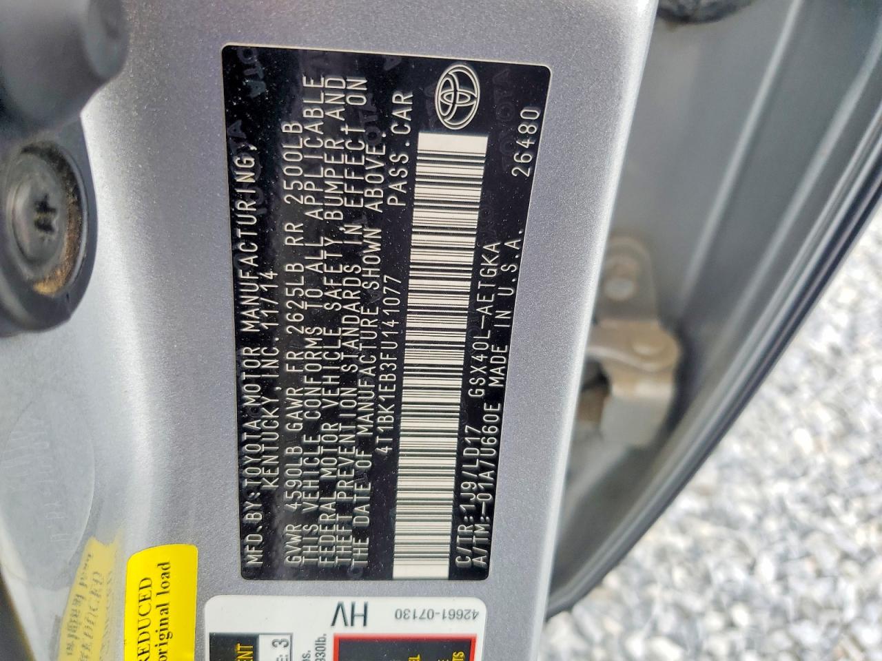 2015 Toyota Avalon Xle Silver vin: 4T1BK1EB3FU141077