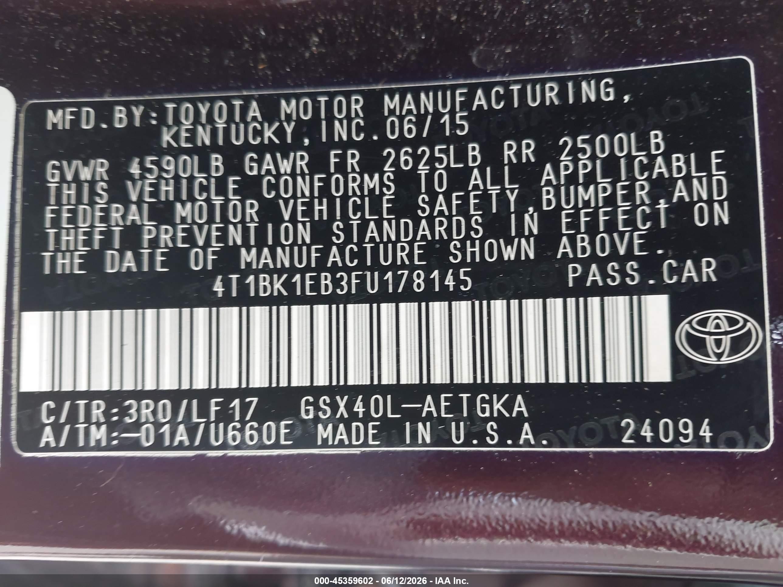 2015 Toyota Avalon Xle Premium Brown vin: 4T1BK1EB3FU178145