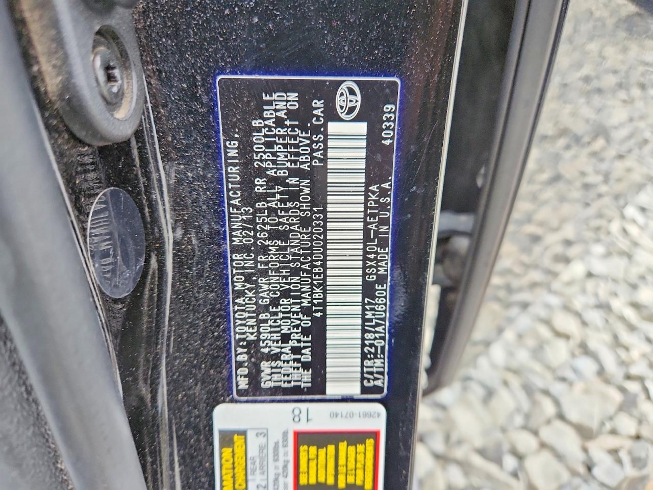 2013 Toyota Avalon Limited Black vin: 4T1BK1EB4DU020331