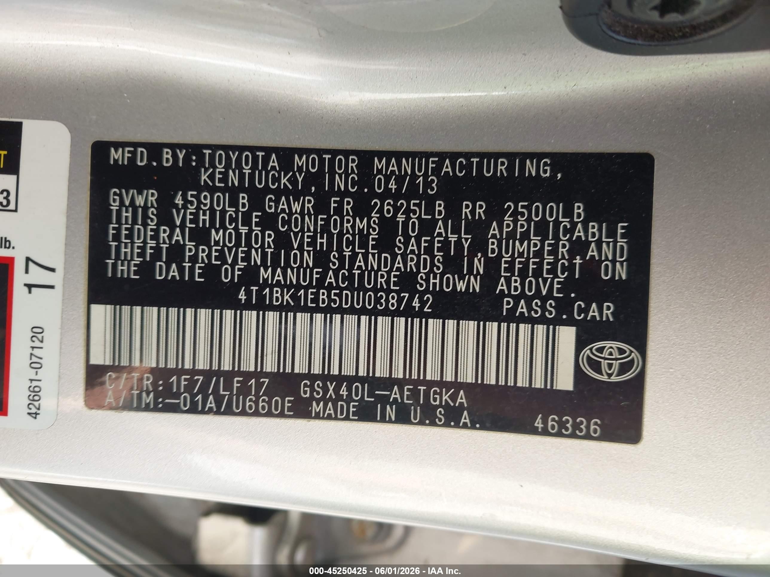 2013 Toyota Avalon Xle Premium Silver vin: 4T1BK1EB5DU038742