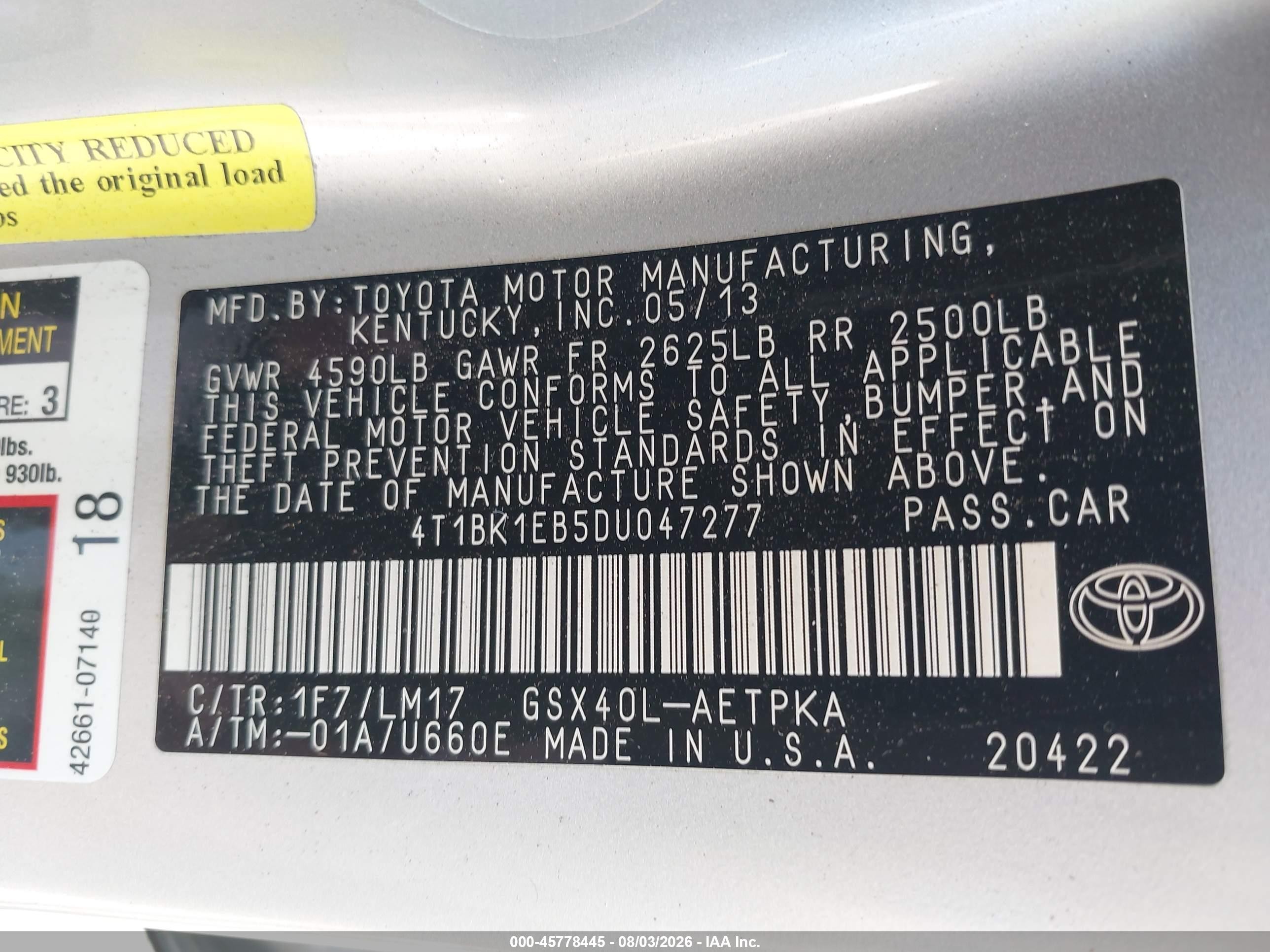 2013 Toyota Avalon Limited Silver vin: 4T1BK1EB5DU047277