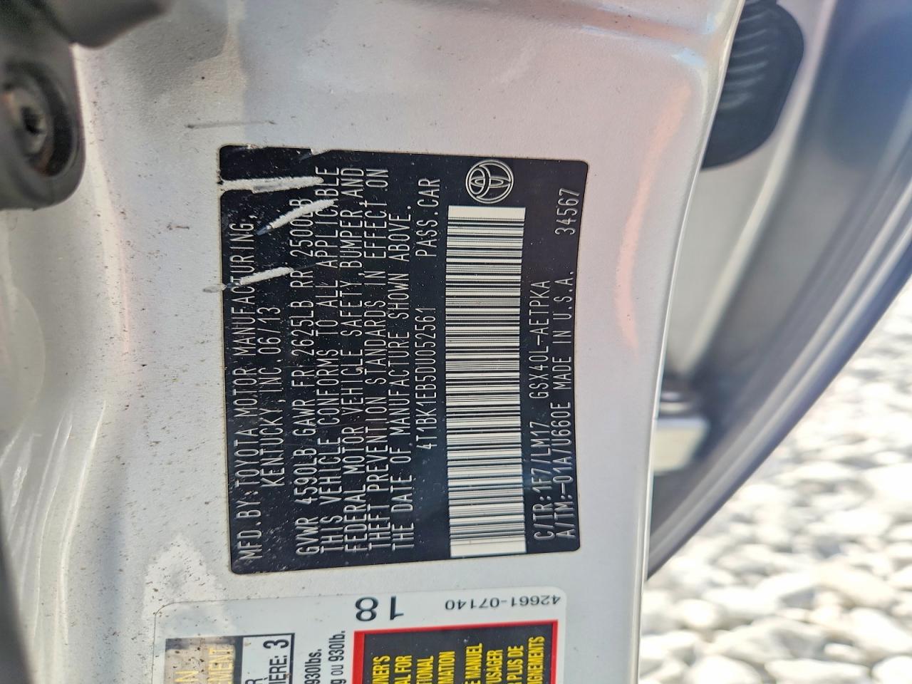 2013 Toyota Avalon Limited Silver vin: 4T1BK1EB5DU052561
